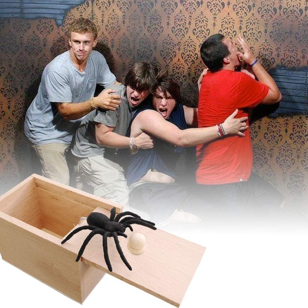 Caja de broma de araña Rtudan - Juguete de madera 9.4x6.1x6.6 cm