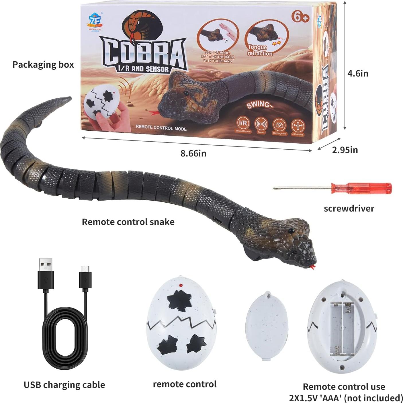 Juguete de Serpiente RC AMCHSURI Recargable USB 22cm