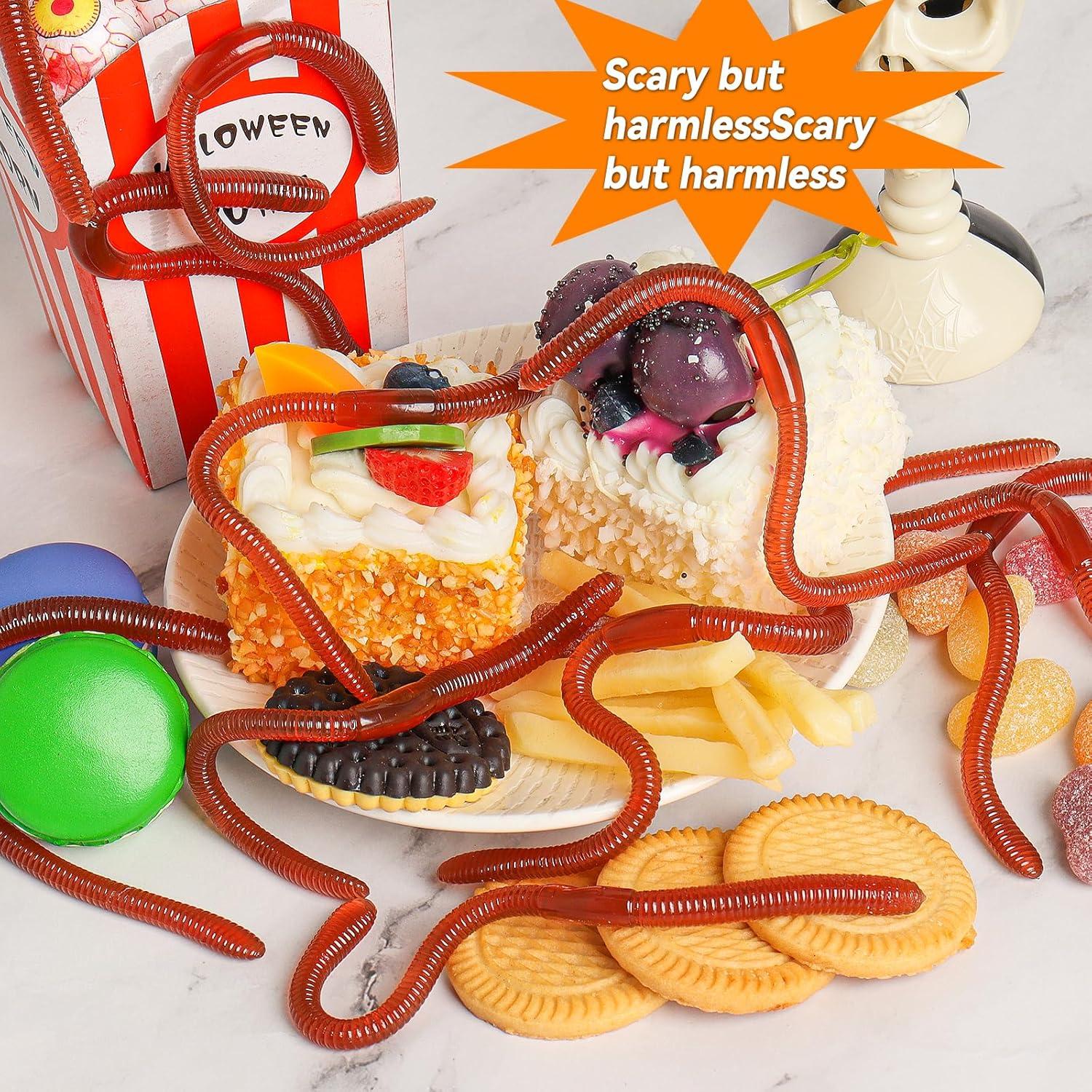 24 Piezas Gusanos de Tierra Falsos SBYURE 17.5 cm para Halloween