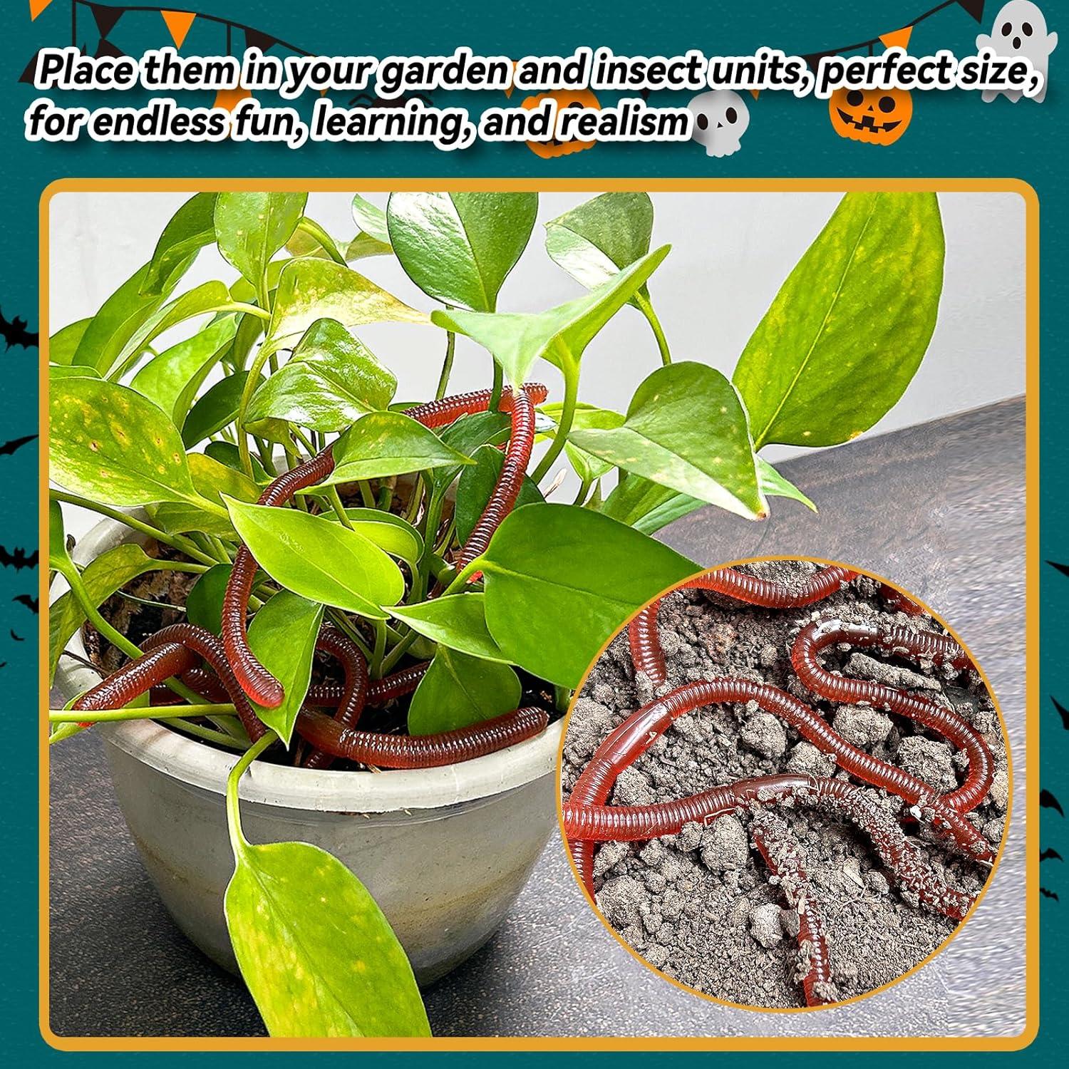 24 Piezas Gusanos de Tierra Falsos SBYURE 17.5 cm para Halloween