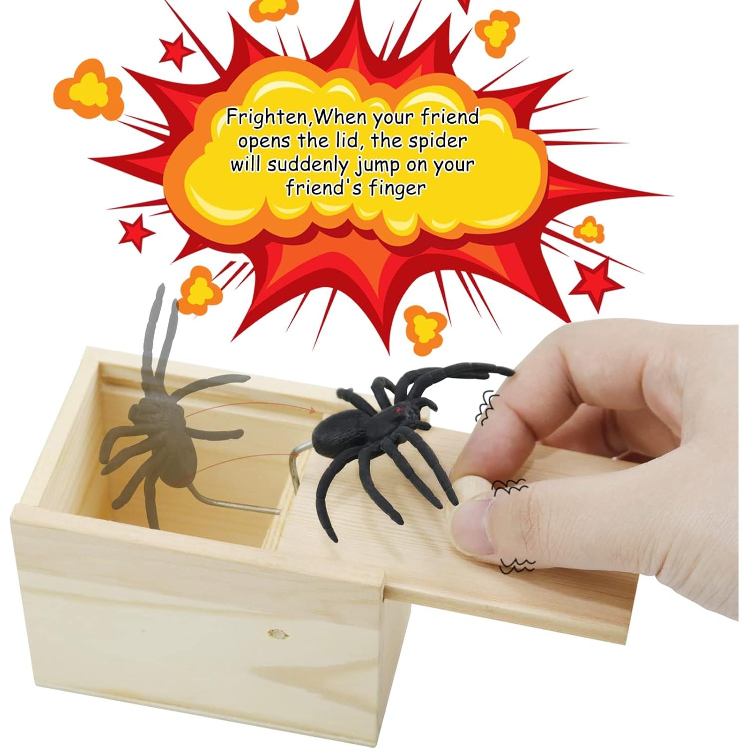 Caja de Broma de Araña Oiuros - Sorpresa Halloween 9.4x6.6x6.1cm