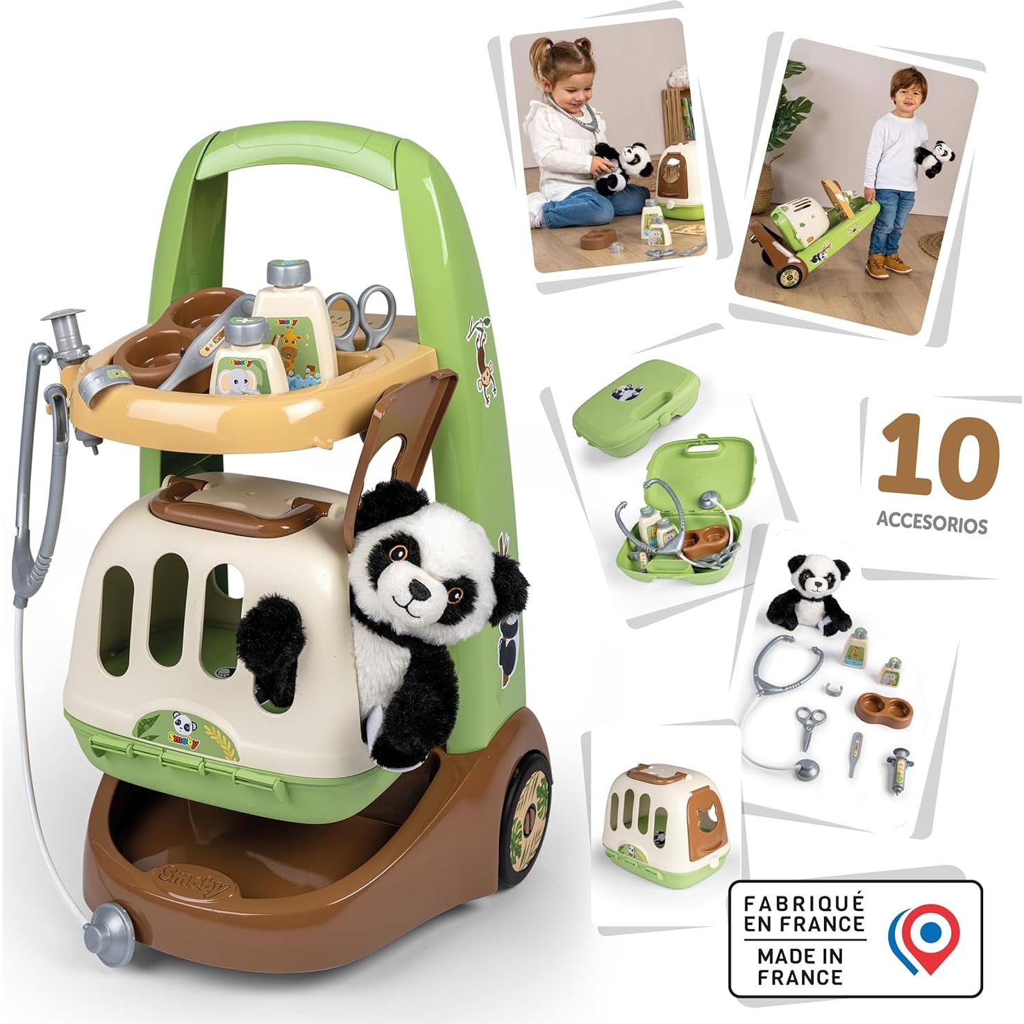Carro Veterinario Smoby 7600340405 con 10 Accesorios y Panda
