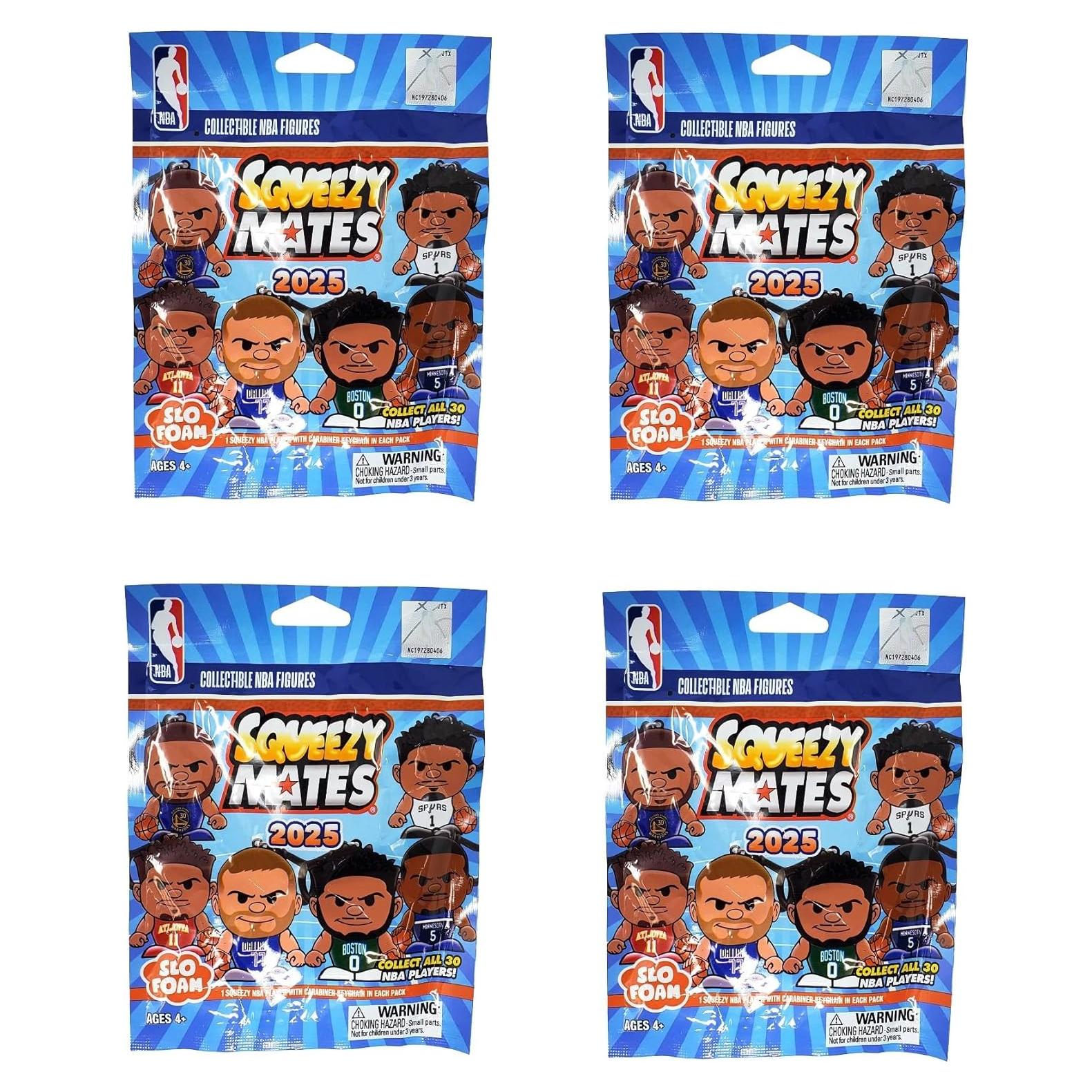 SqueezyMates NBA - Paquete de 4 Figuras de Espuma - Animal de Fiesta