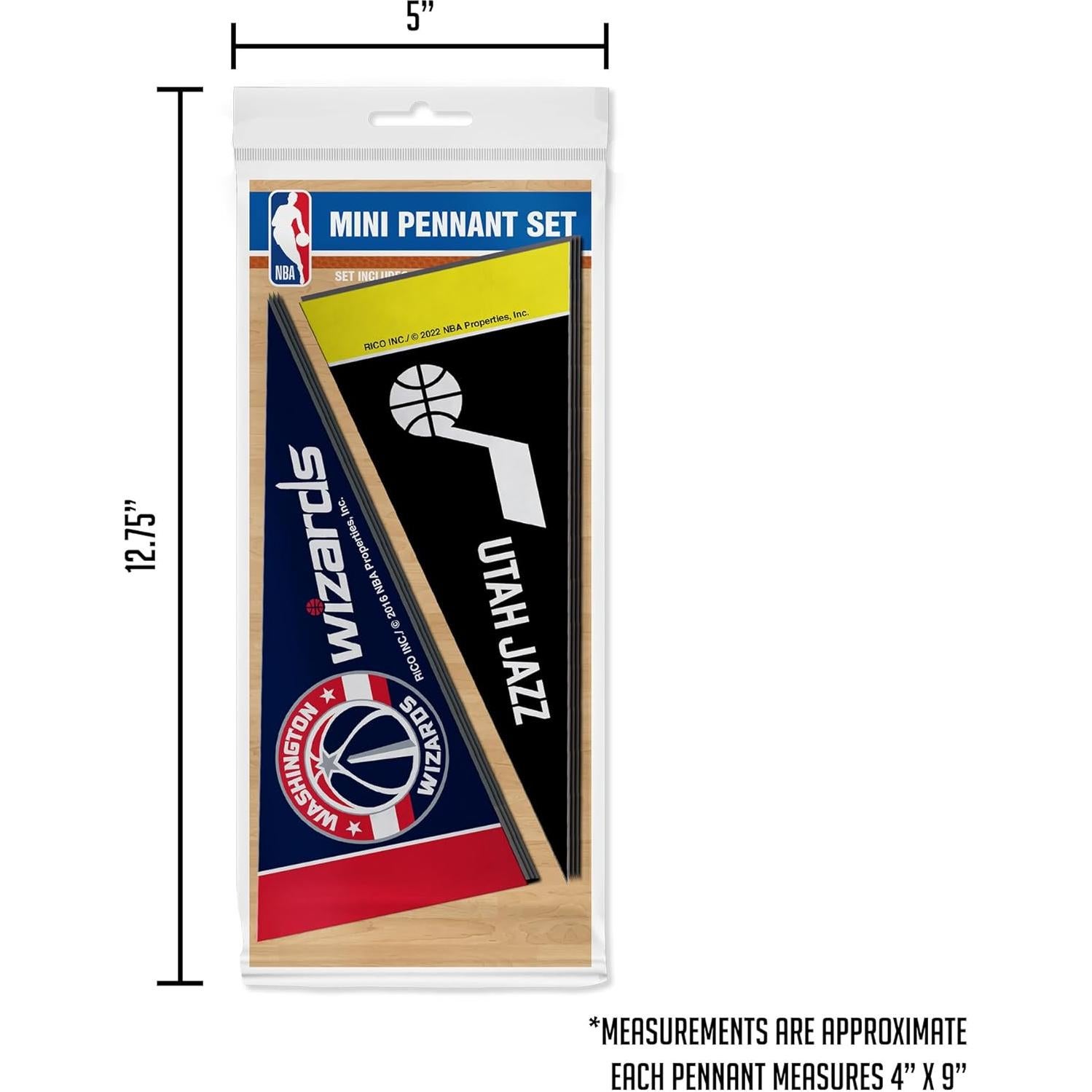 Conjunto de Mini Banderines de Fieltro Rico NBA 10 x 23 cm