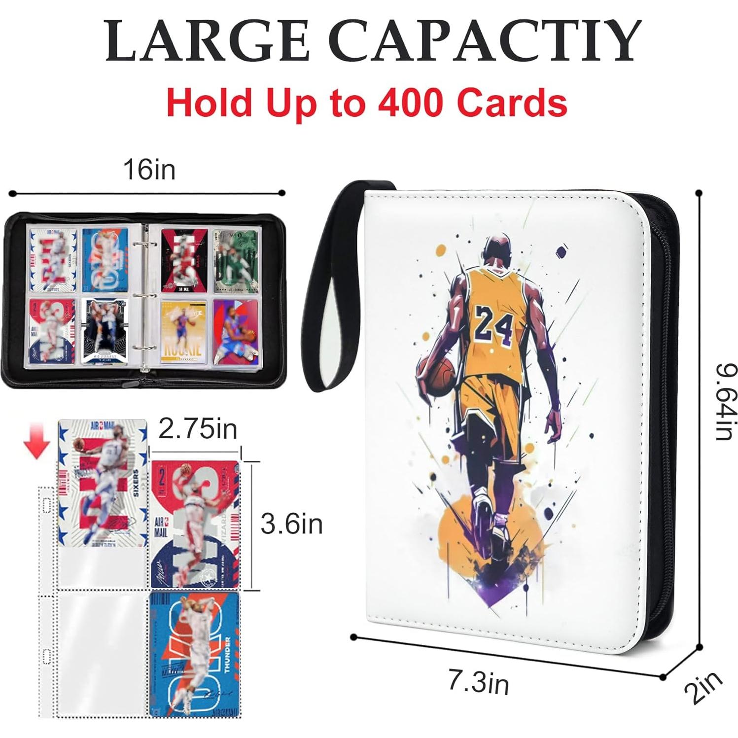 Carpeta de Tarjetas de Baloncesto WTVIDAS 400 Bolsillos Impermeable