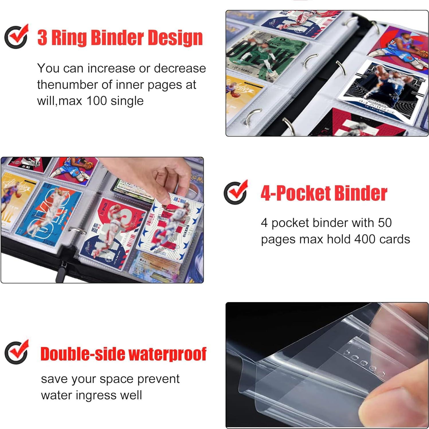 Carpeta de Tarjetas de Baloncesto WTVIDAS 400 Bolsillos Impermeable