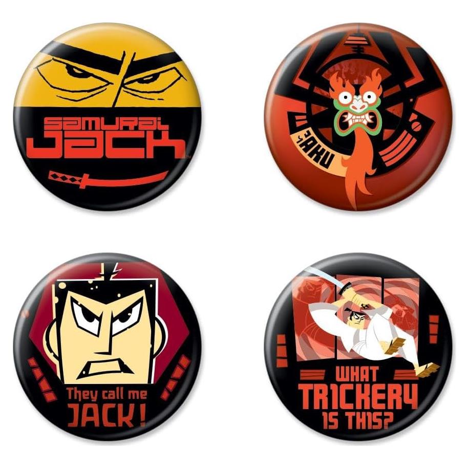 Conjunto de 4 Botones Coleccionables Ata-Boy Samurai Jack Aku