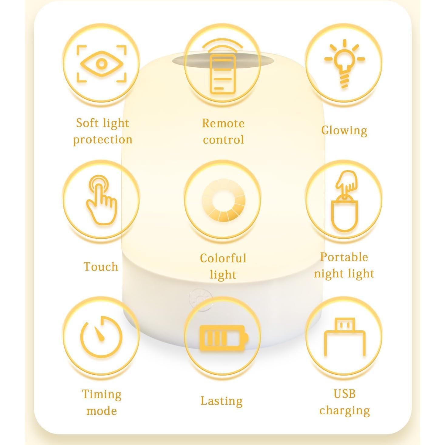 Luz Nocturna Táctil XOIDMIVCN 13 Colores Recargable USB