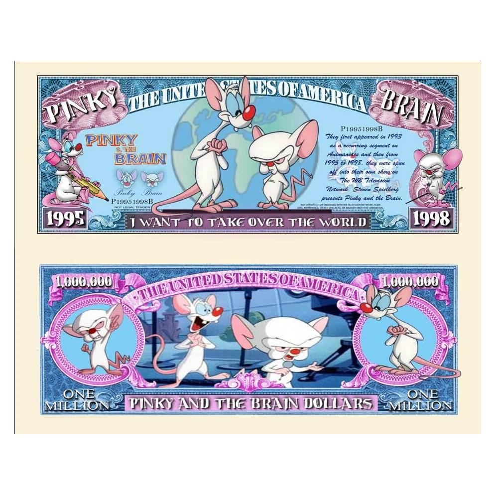 Billetes Conmemorativos Anime Pinky y Cerebro con Protector