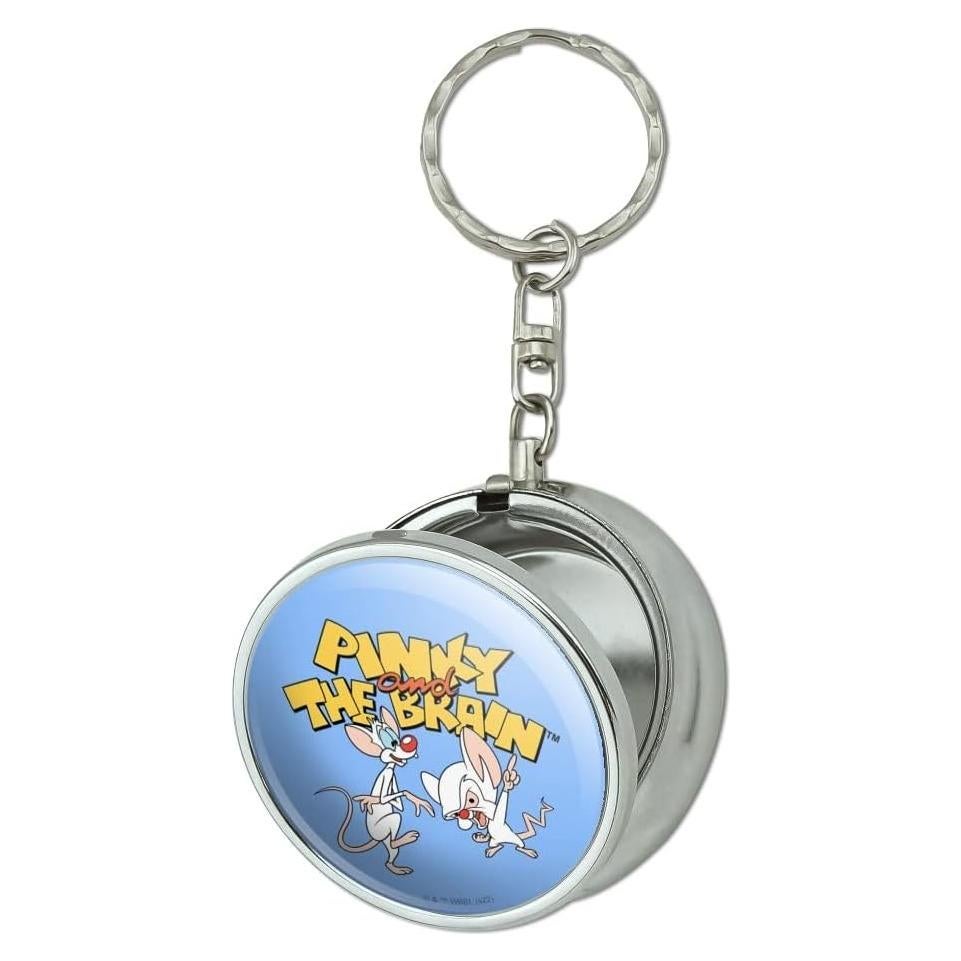 Cenicero de Viaje Pinky y Cerebro - Metal Cromado Portátil