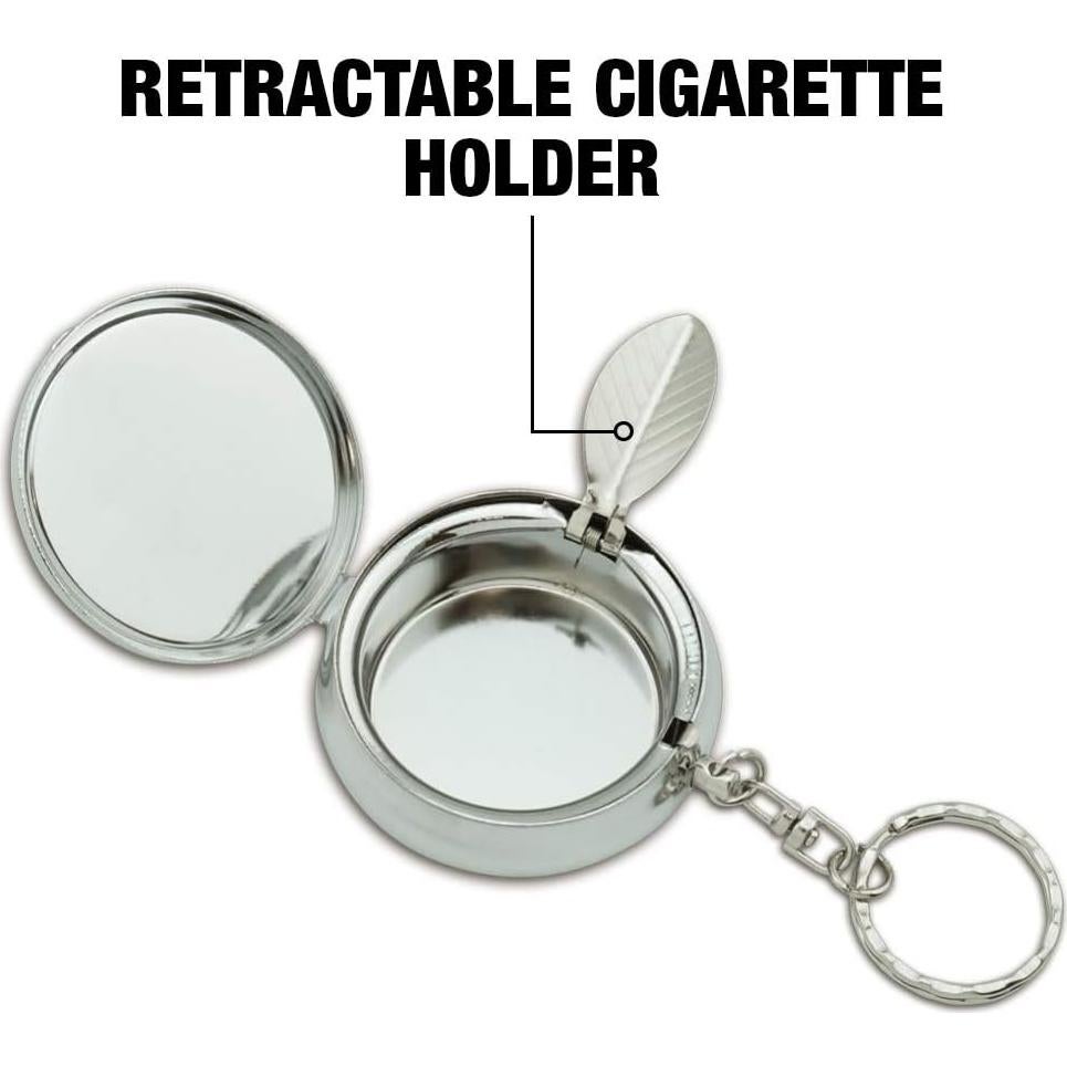 Cenicero de Viaje Pinky y Cerebro - Metal Cromado Portátil