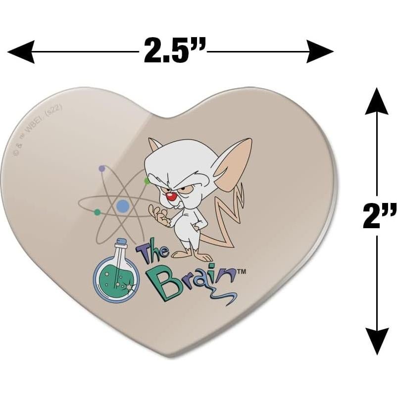 Imán de Refrigerador Acrílico Corazón Pinky y El Cerebro