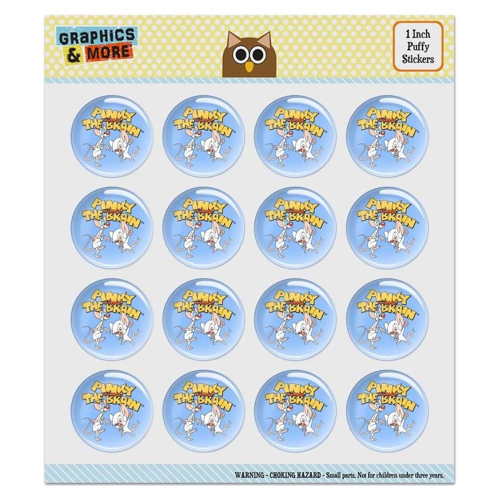 Stickers Puffy Pinky y Cerebro - 16 Stickers 3D 2.54 cm