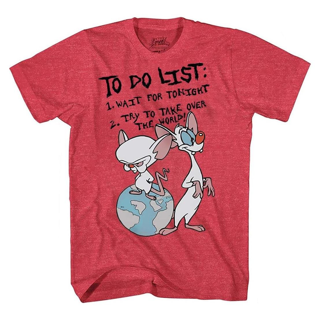 Camiseta Pinky y el Cerebro Rojo Jaspeado Adulto X-Grande