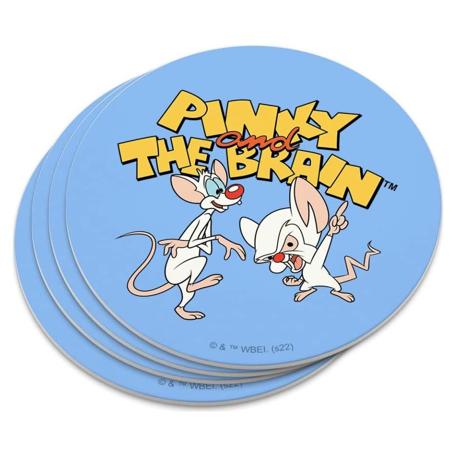 Juego de Posavasos Pinky y el Cerebro - 4 Piezas Antideslizantes