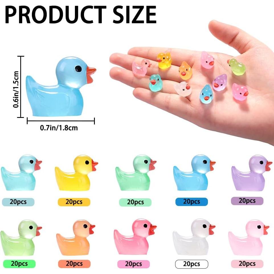 200 Patitos Miniatura Luminiscentes DULEFUN 1.5x1.8 cm