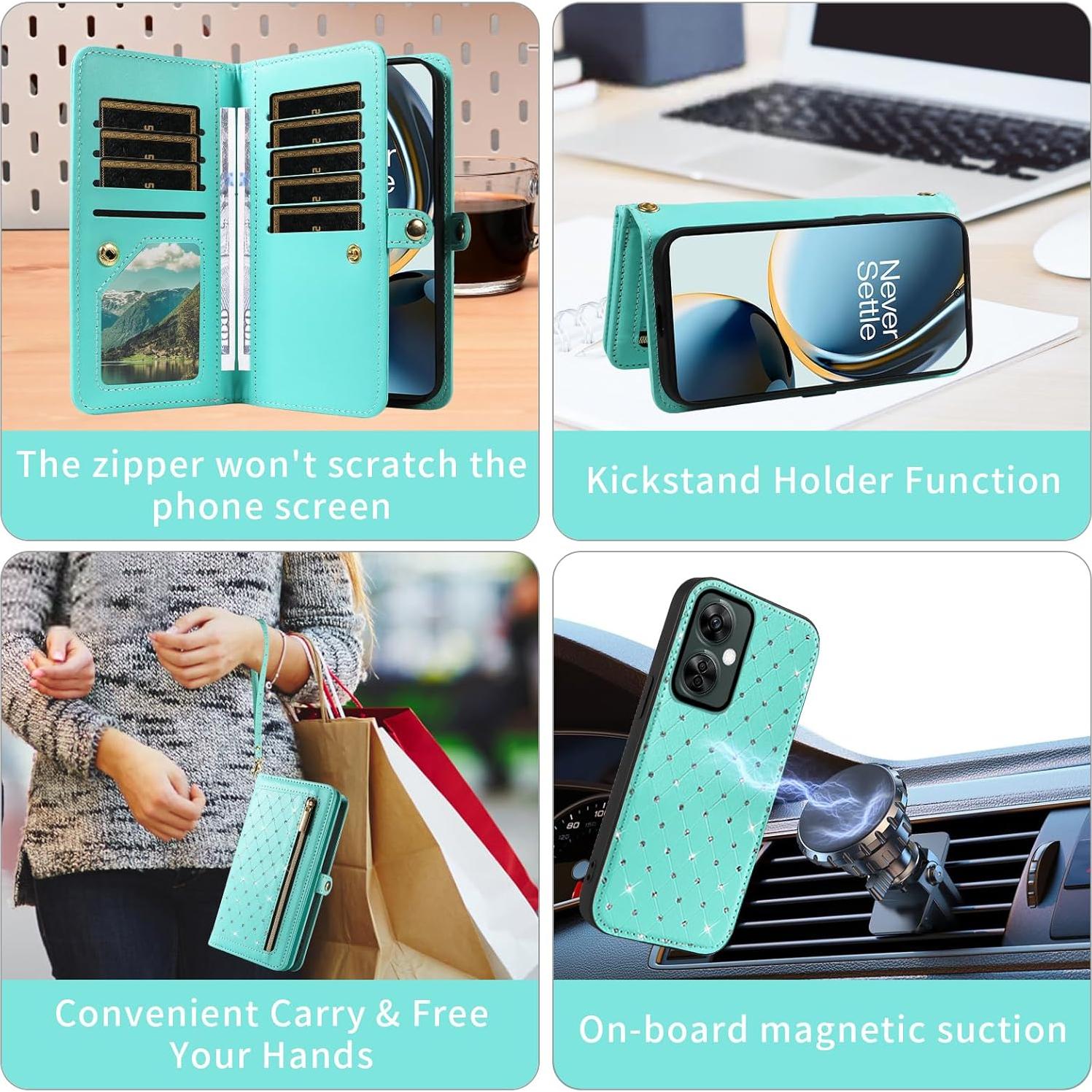 Funda Asuwish Verde para OnePlus Nord N30/CE 3 Lite con Correa
