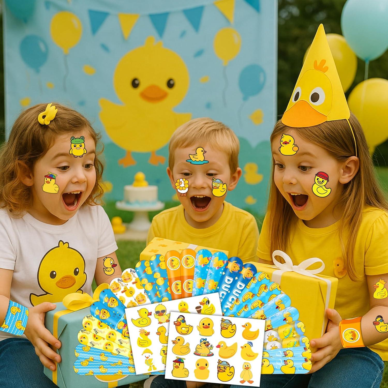 Set de Fiesta de Patos 48PCS - 24 Pulseras y 24 Tatuajes