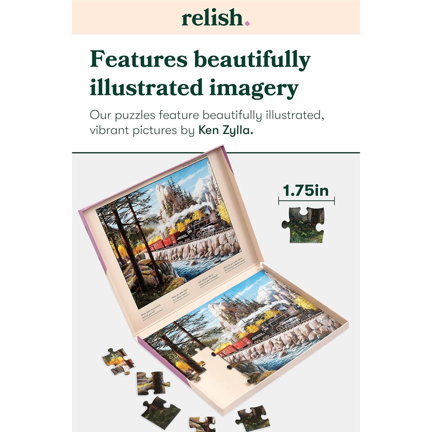 Rompecabezas Grande Relish 35 Piezas Tren de Vapor para Ancianos