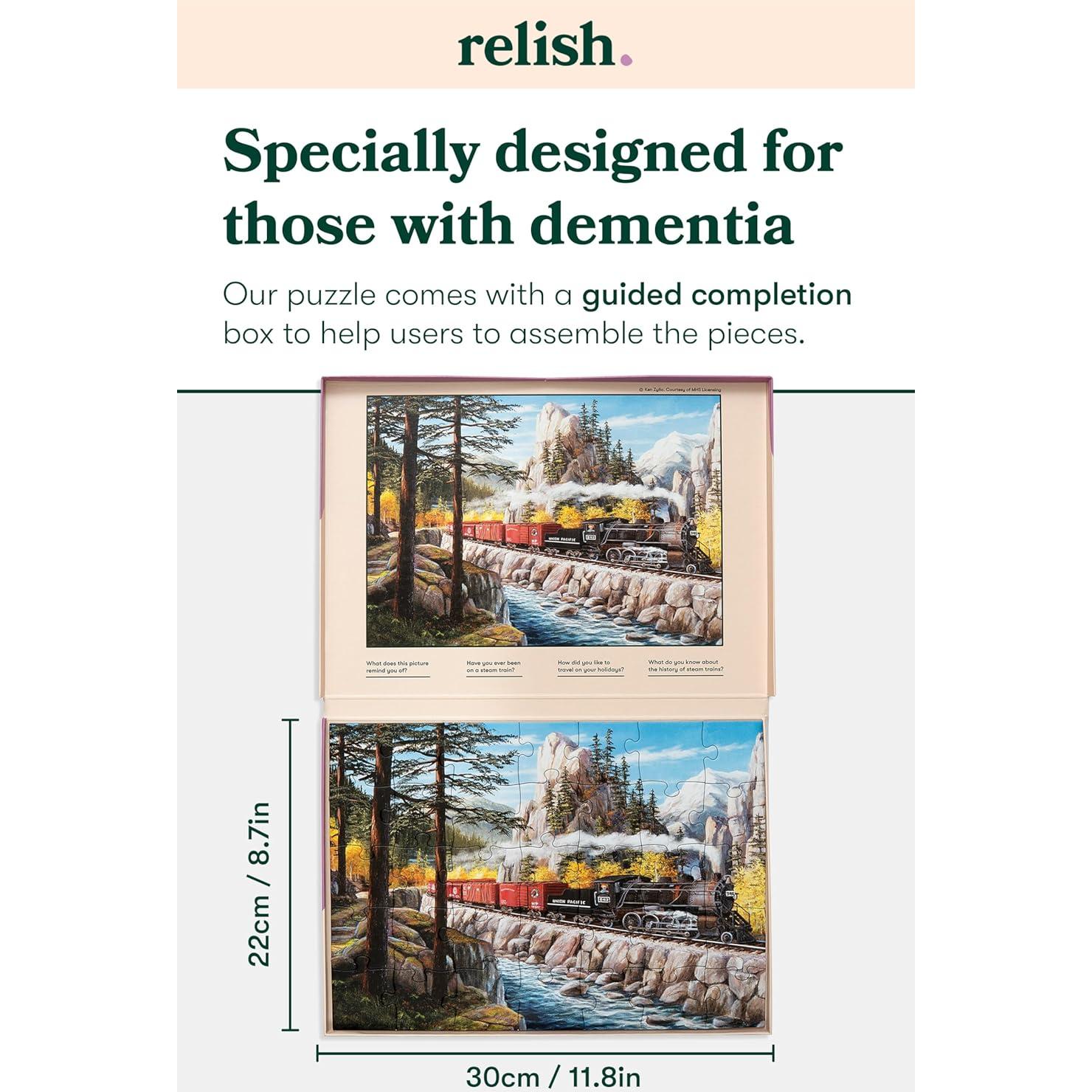 Rompecabezas Grande Relish 35 Piezas Tren de Vapor para Ancianos