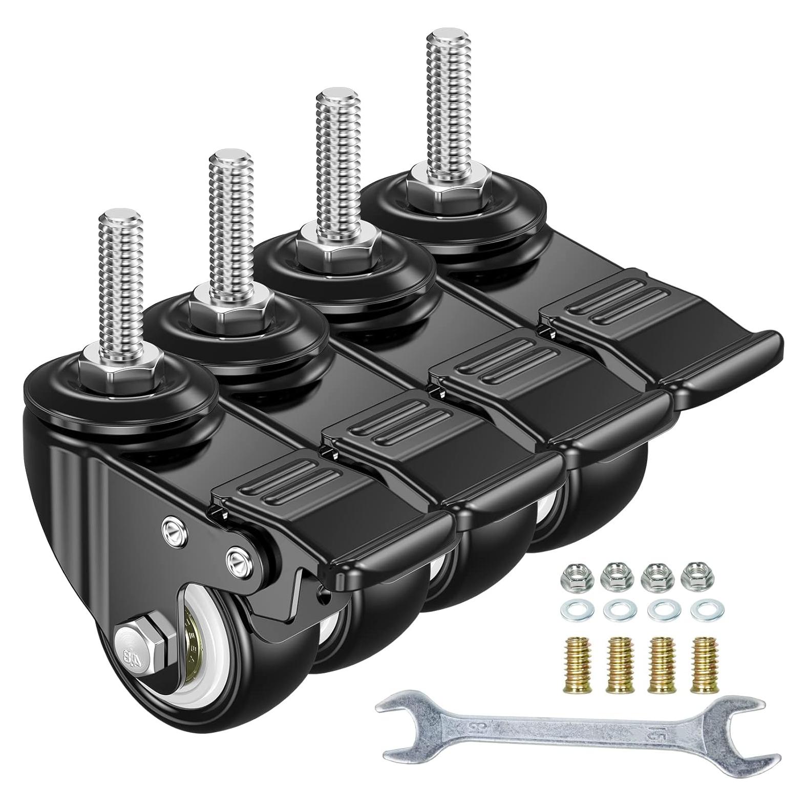 Ruedas Caster YEEMIGO 50mm Doble Freno Paquete de 4