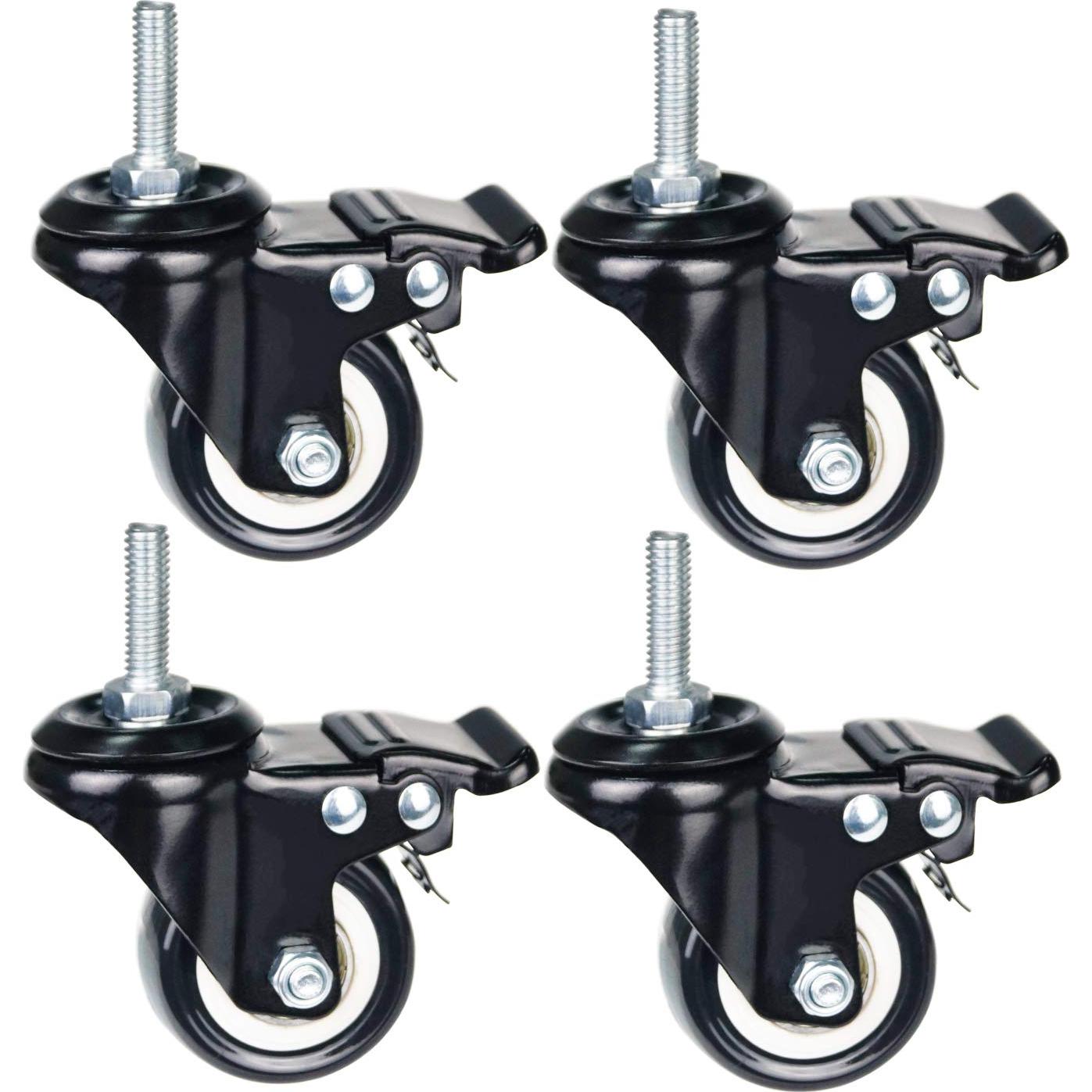 Ruedas Caster YEEMIGO 50mm Doble Freno Paquete de 4