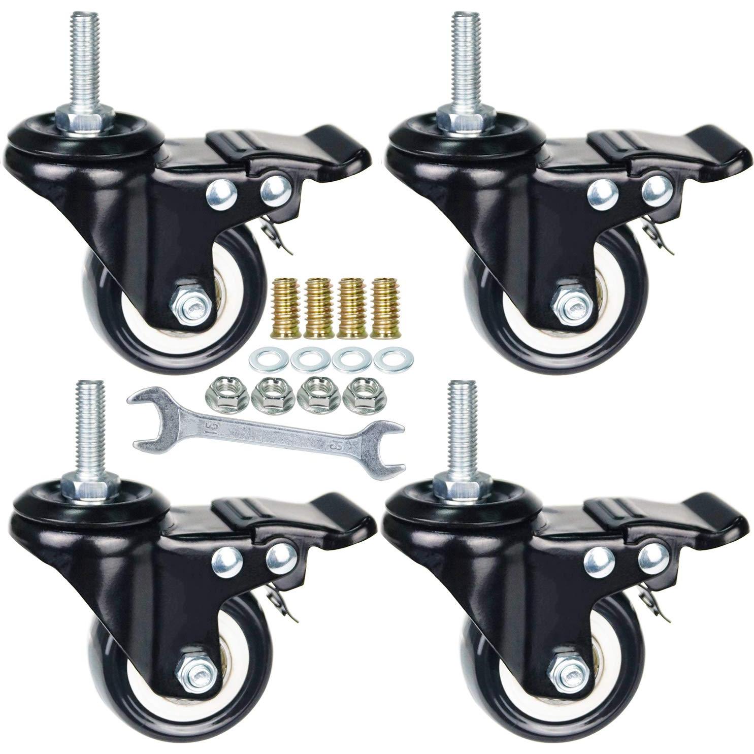 Ruedas Caster YEEMIGO 50mm Doble Freno Paquete de 4