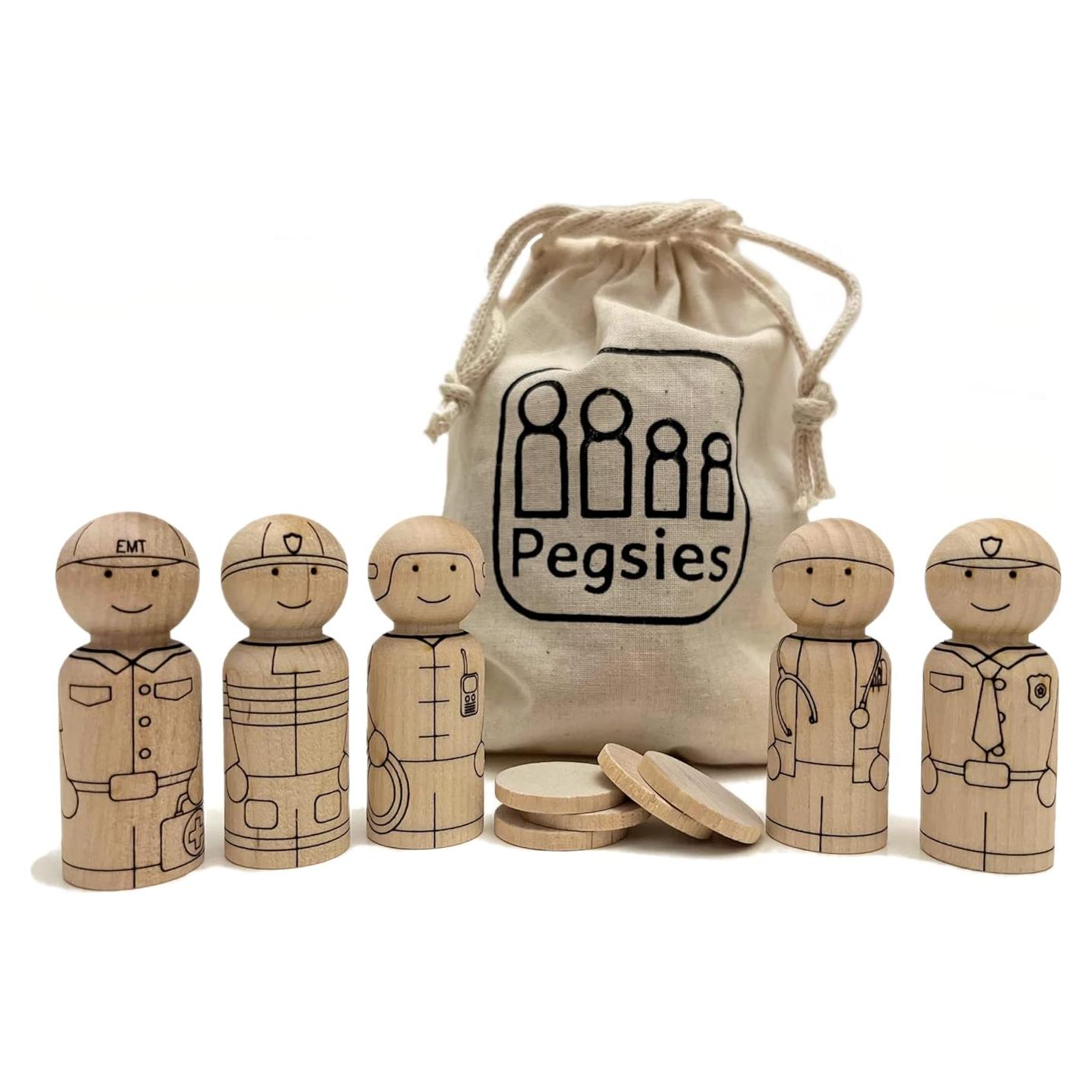 Muñecos de Madera para Colorear Pegsies - Primeros Respondedores