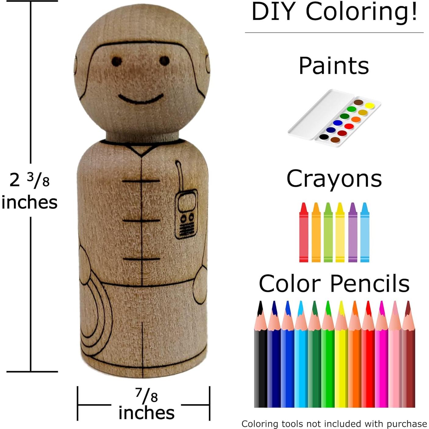 Muñecos de Madera para Colorear Pegsies - Primeros Respondedores