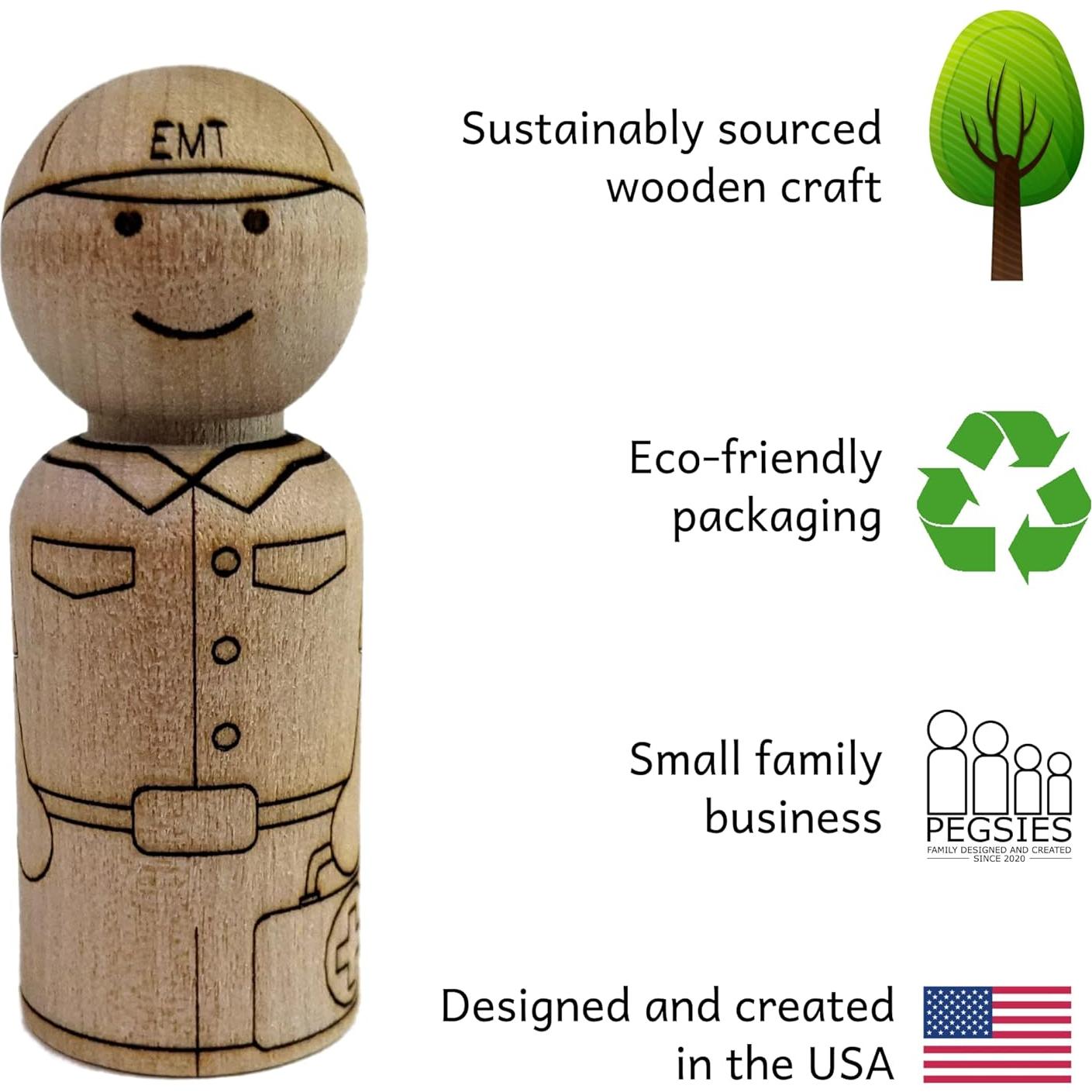 Muñecos de Madera para Colorear Pegsies - Primeros Respondedores