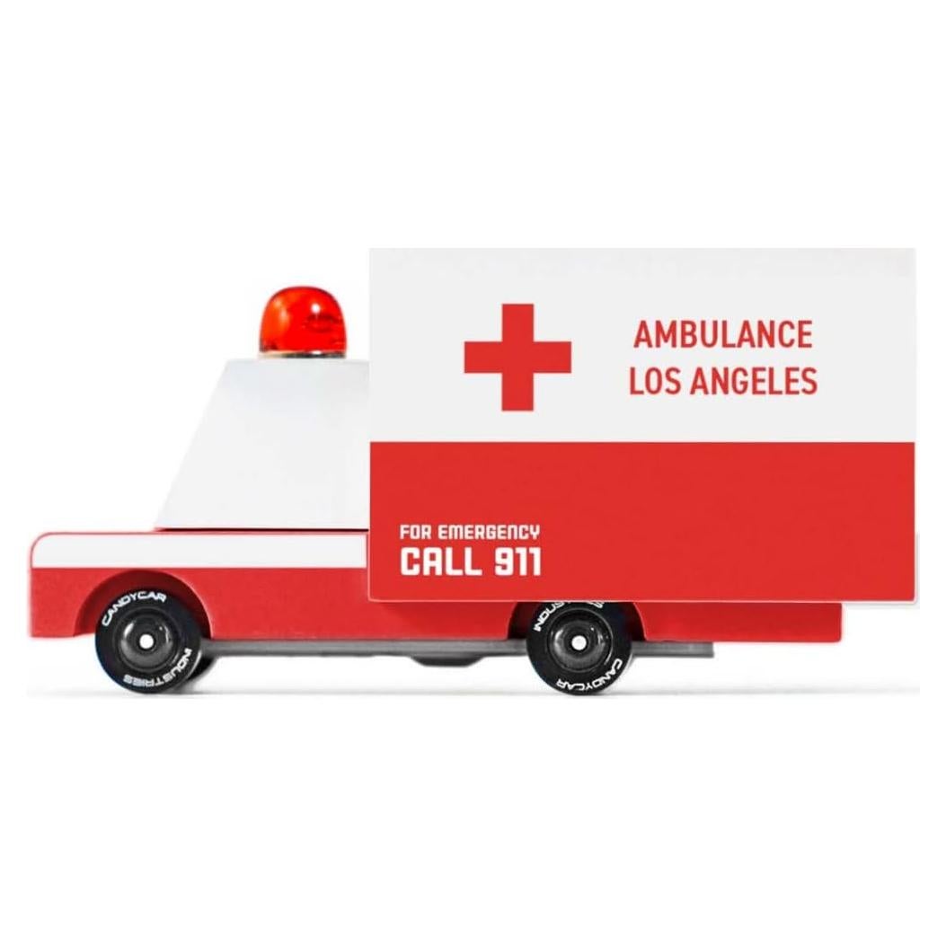 CANDYCAR Furgoneta Ambulancia de Madera Hecho a Mano 9.4x4.1cm