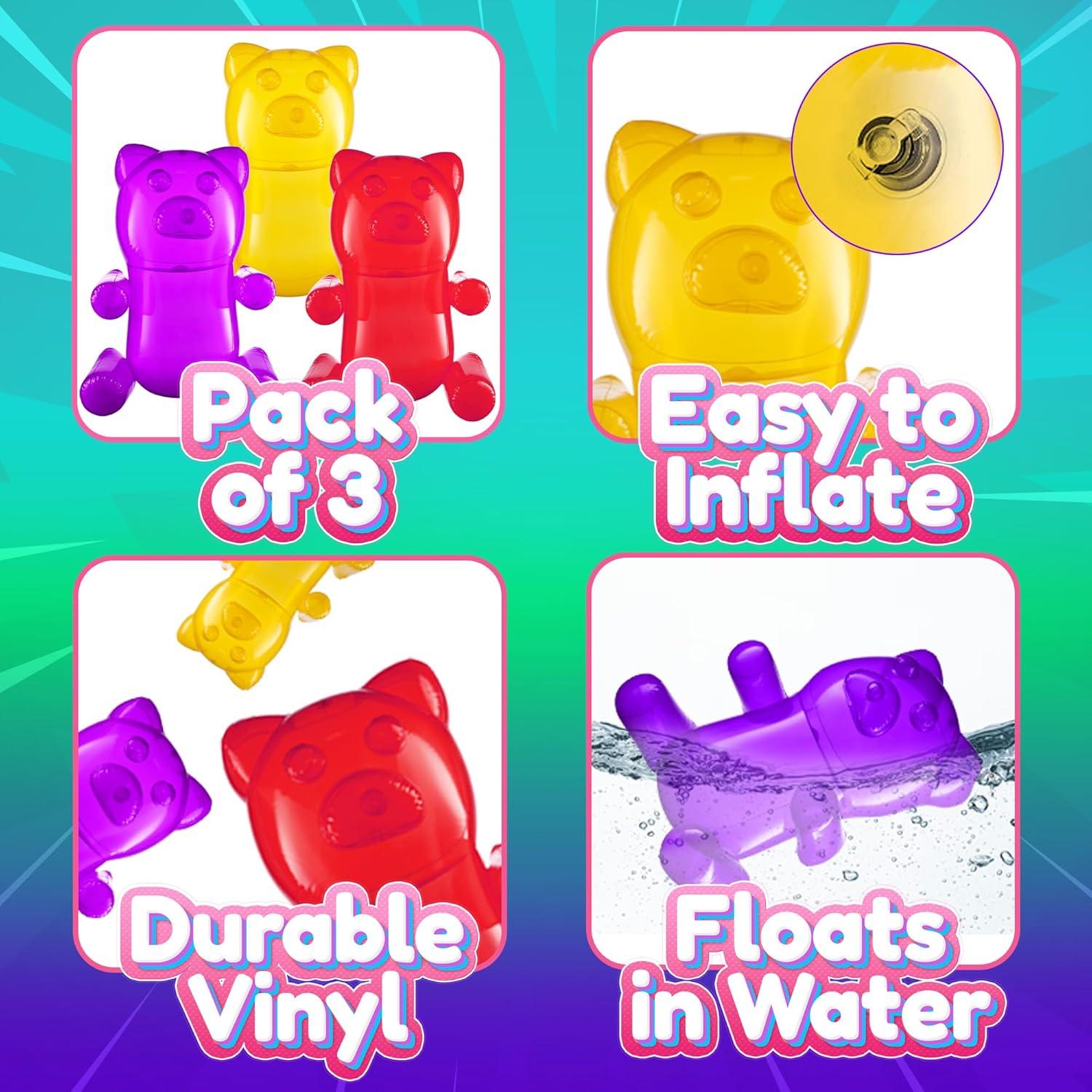 Paquete de 3 Osos de Goma Inflables 60 cm Bedwina