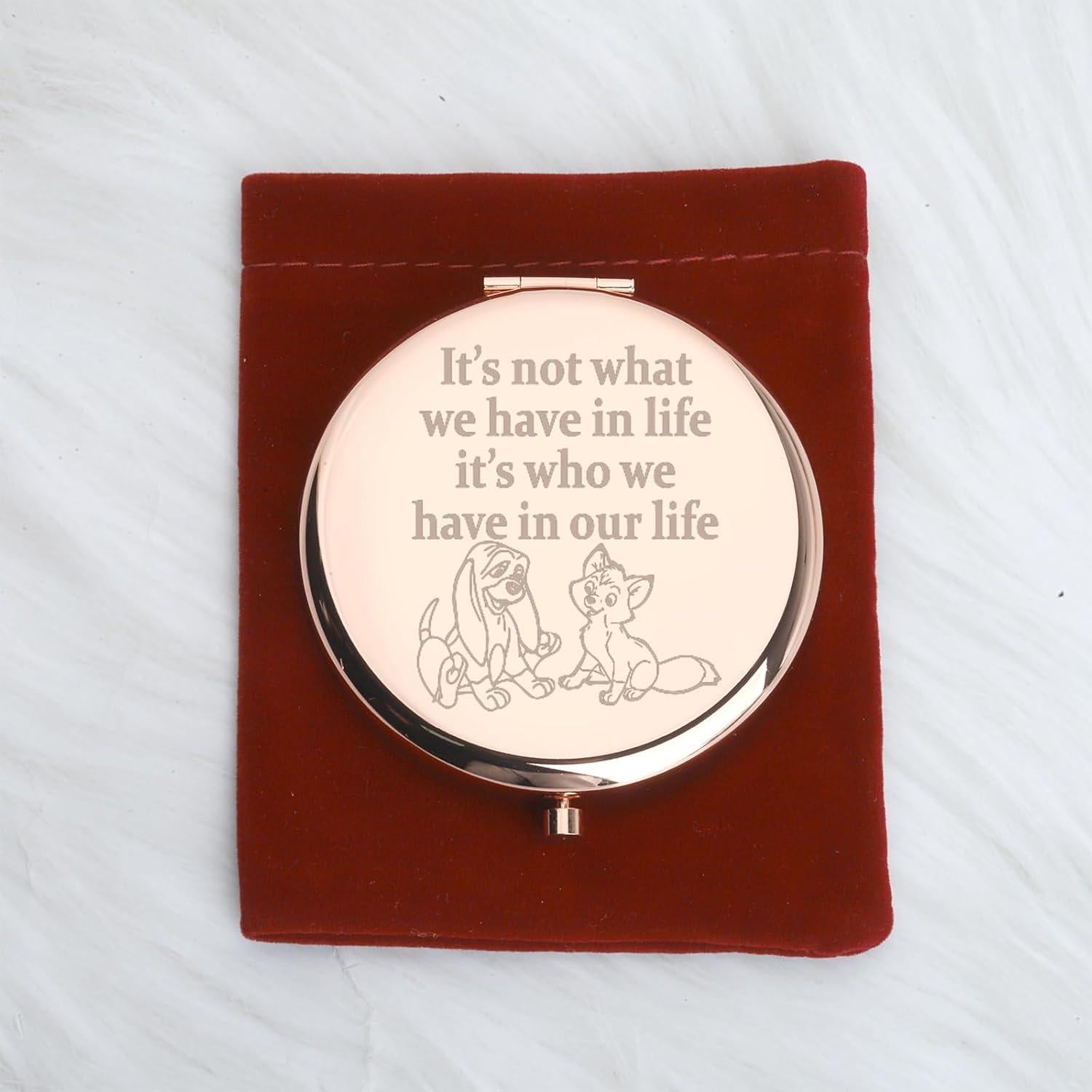 Espejo de Maquillaje WUSUANED Zorro y Perro 6.5cm Acero Inoxidable