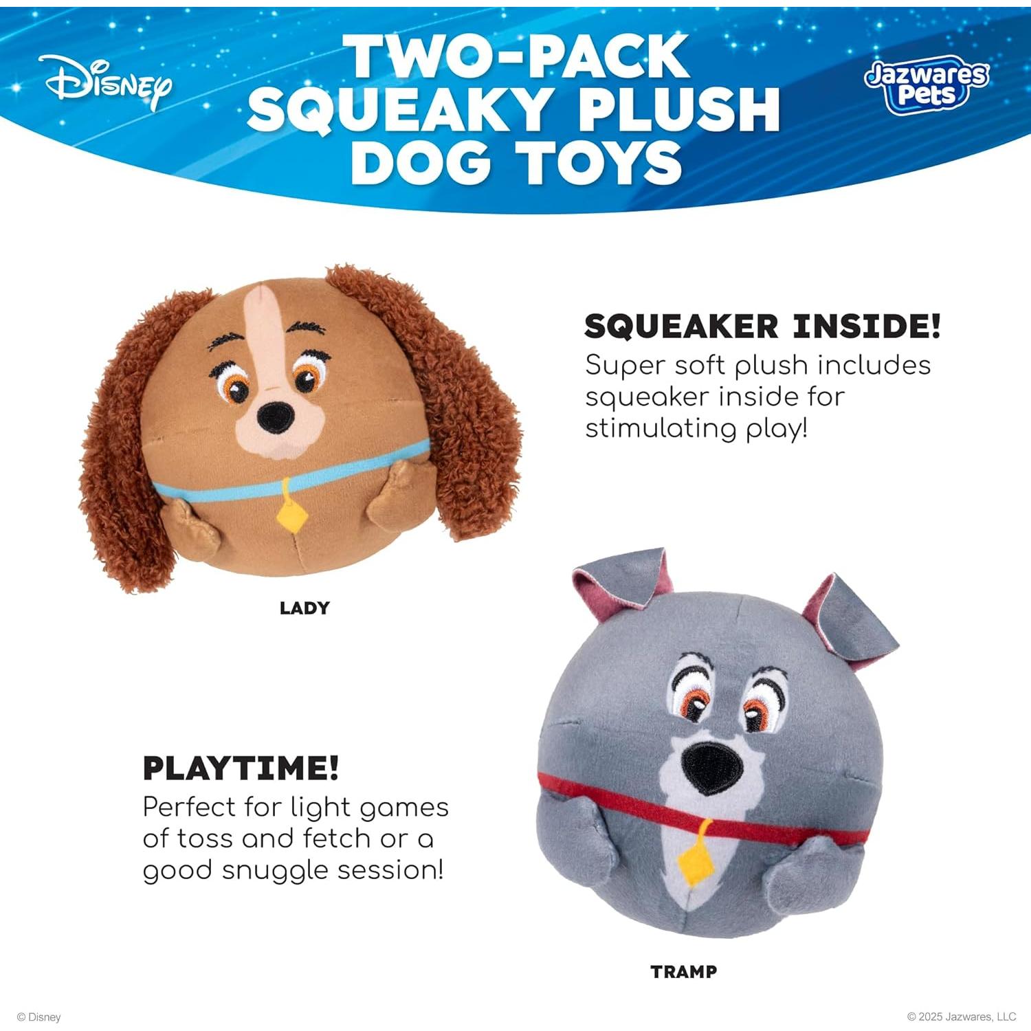 Juguete de Perro de Peluche Disney Dama y Vagabundo 2-Pack