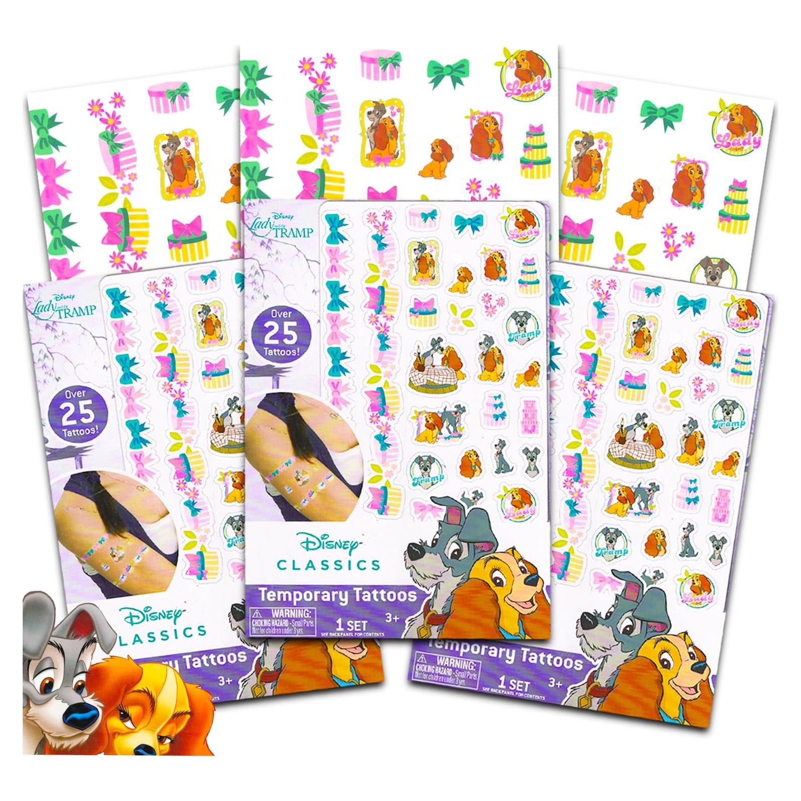Tatuajes Temporales Disney La Dama y el Vagabundo - 75 Piezas