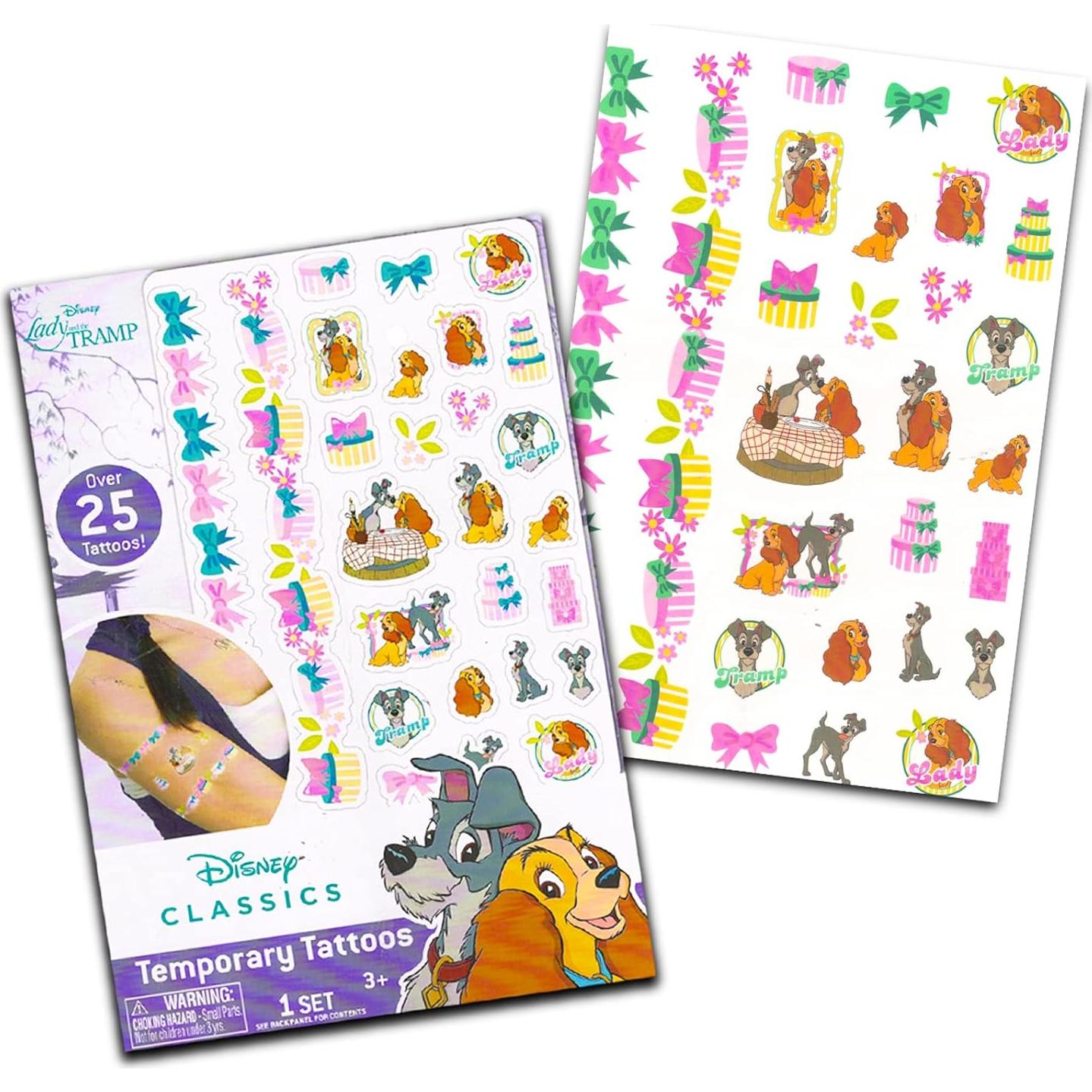 Tatuajes Temporales Disney La Dama y el Vagabundo - 75 Piezas