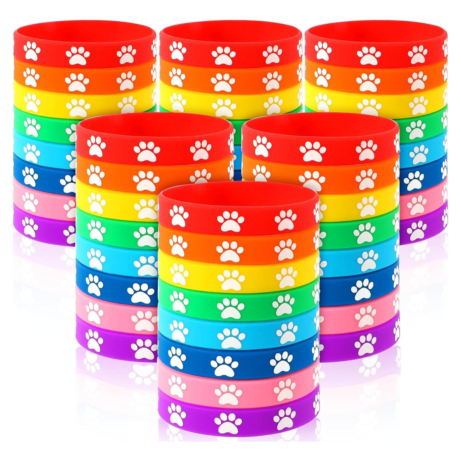 56 Pulseras de Silicona con Huella de Perro JUNEBRUSHS