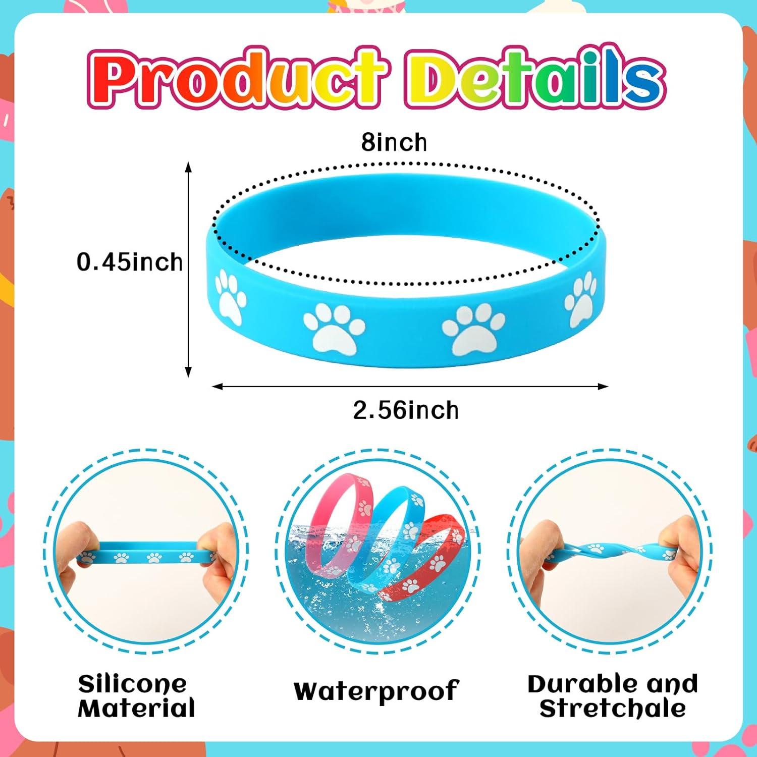 56 Pulseras de Silicona con Huella de Perro JUNEBRUSHS