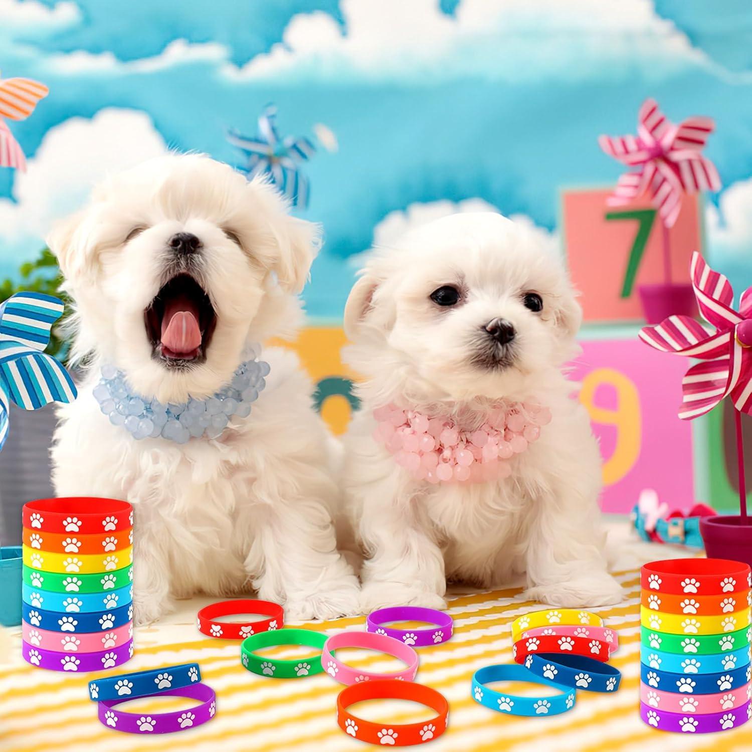 56 Pulseras de Silicona con Huella de Perro JUNEBRUSHS