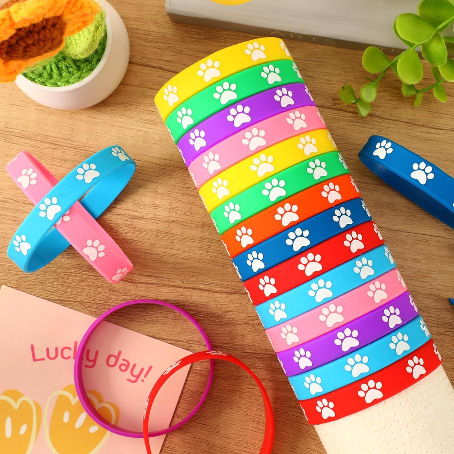 56 Pulseras de Silicona con Huella de Perro JUNEBRUSHS