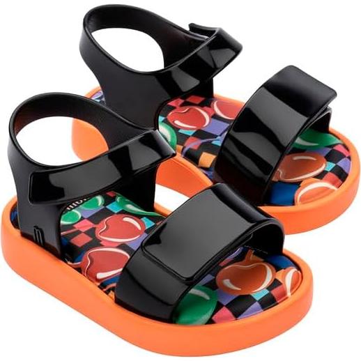 Sandalias Mini Melissa Jump para Niños - Gel PVC Naranja/Negro