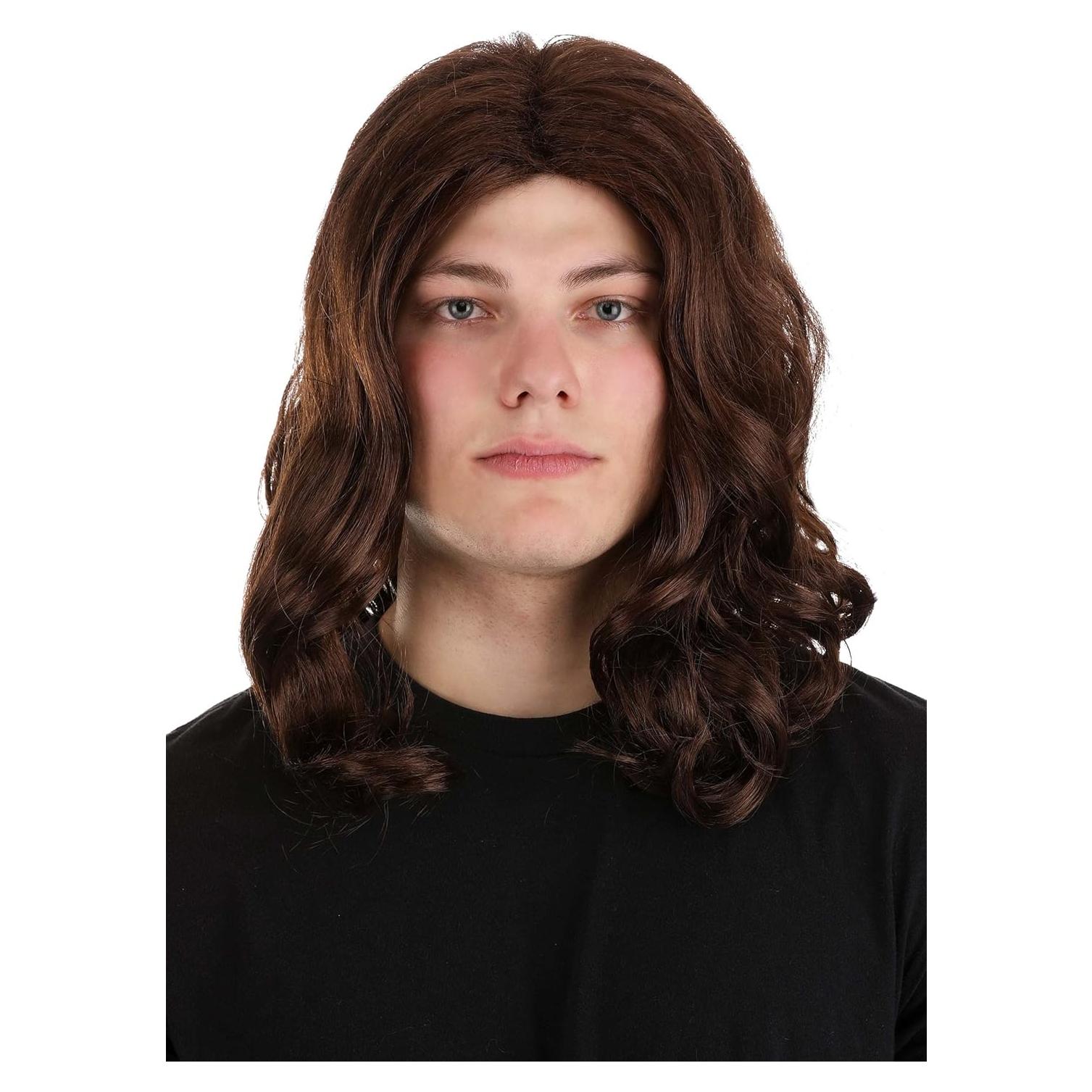 Peluca Tarzan para Adultos - Ondas hasta los Hombros - Marrón
