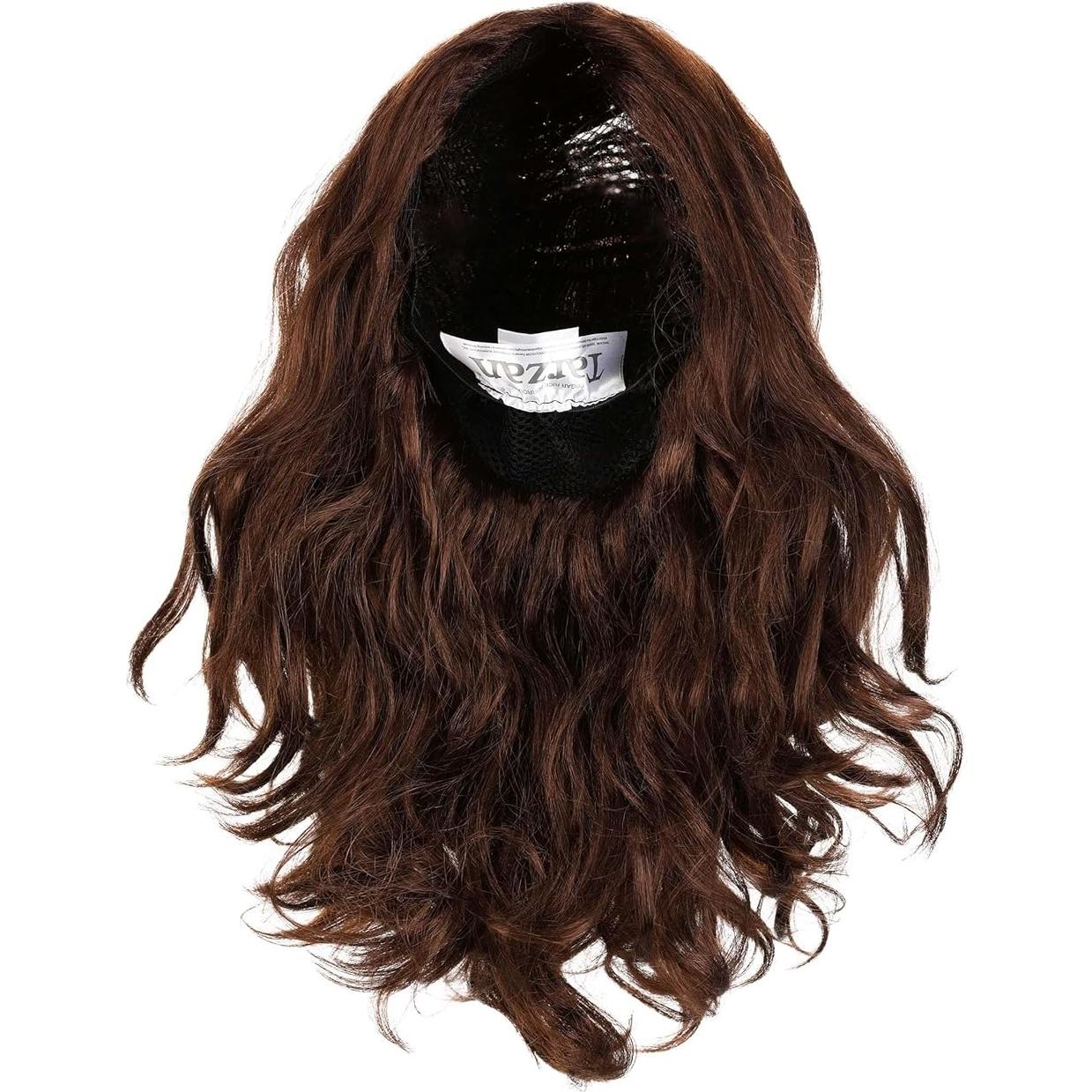 Peluca Tarzan para Adultos - Ondas hasta los Hombros - Marrón