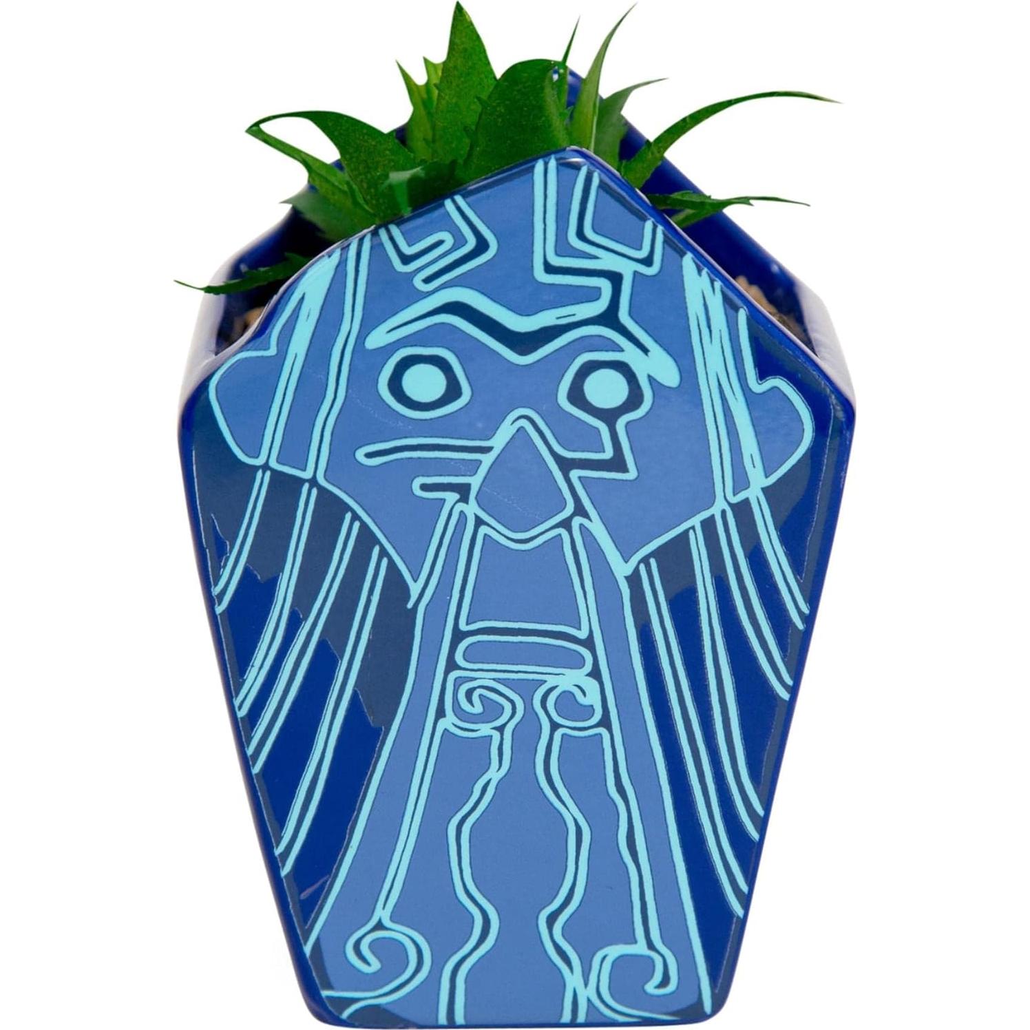 Maceta Mini Cerámica Silver Buffalo Atlantis 10.16 cm con Suculenta