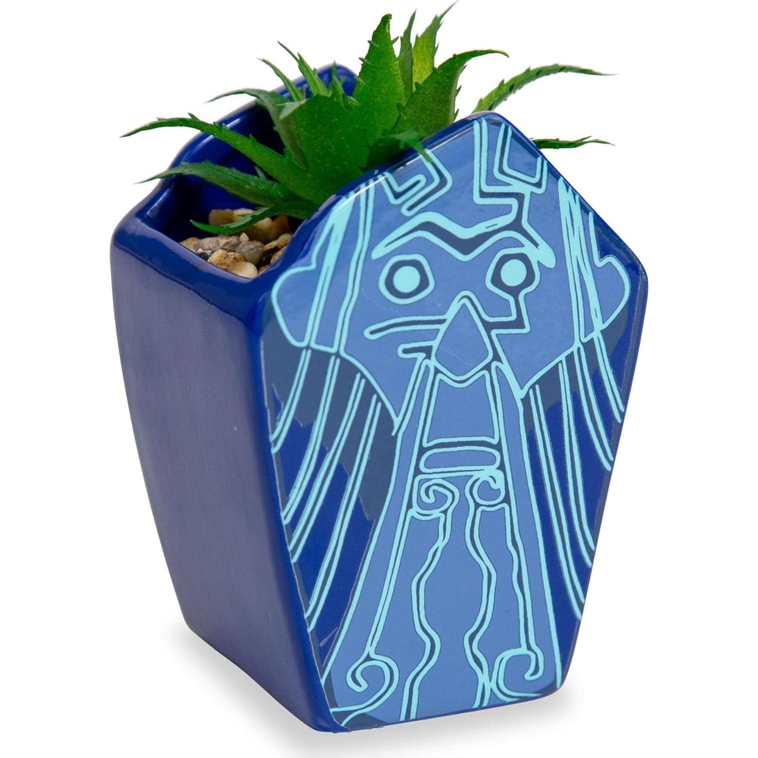 Maceta Mini Cerámica Silver Buffalo Atlantis 10.16 cm con Suculenta