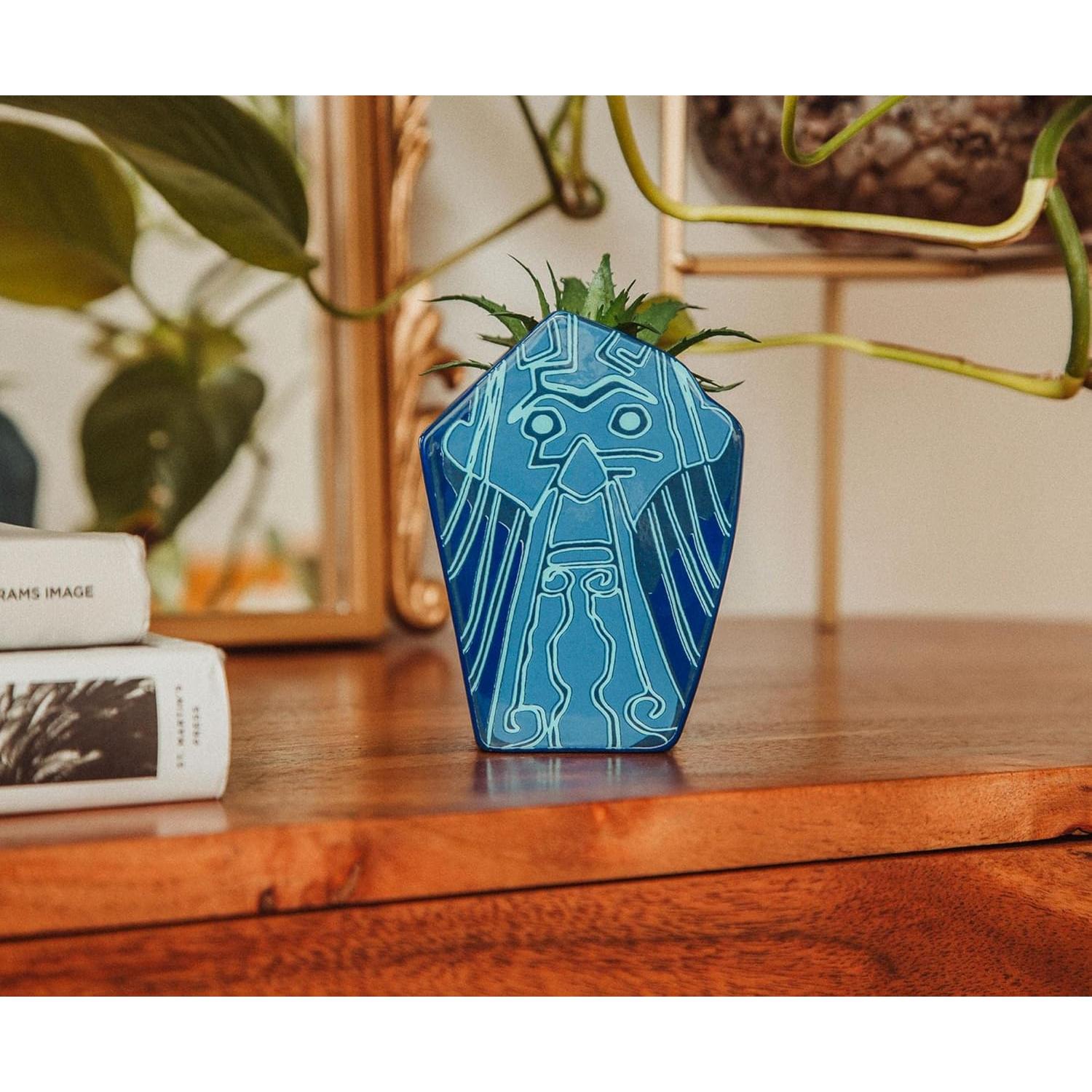 Maceta Mini Cerámica Silver Buffalo Atlantis 10.16 cm con Suculenta