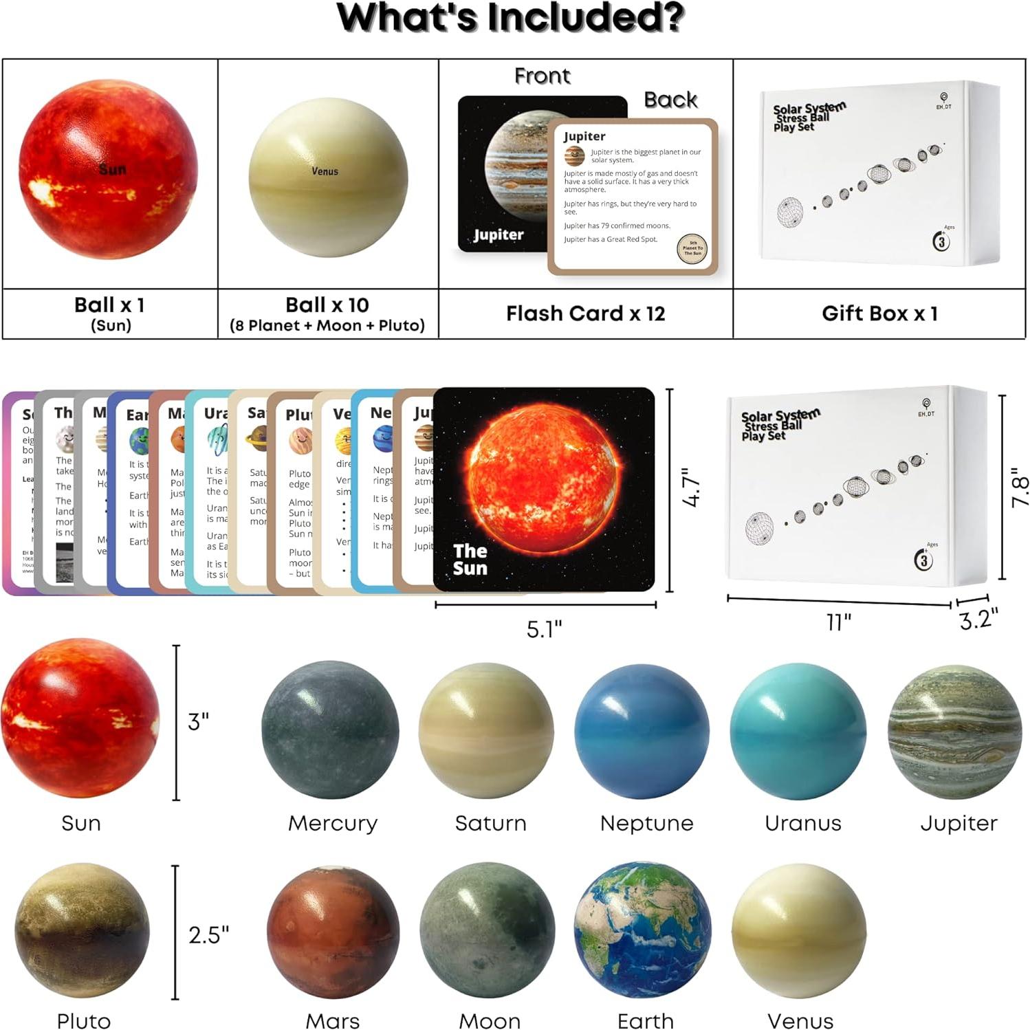 Juguetes del Sistema Solar EH.DT - Pelotas Planetarias y Tarjetas