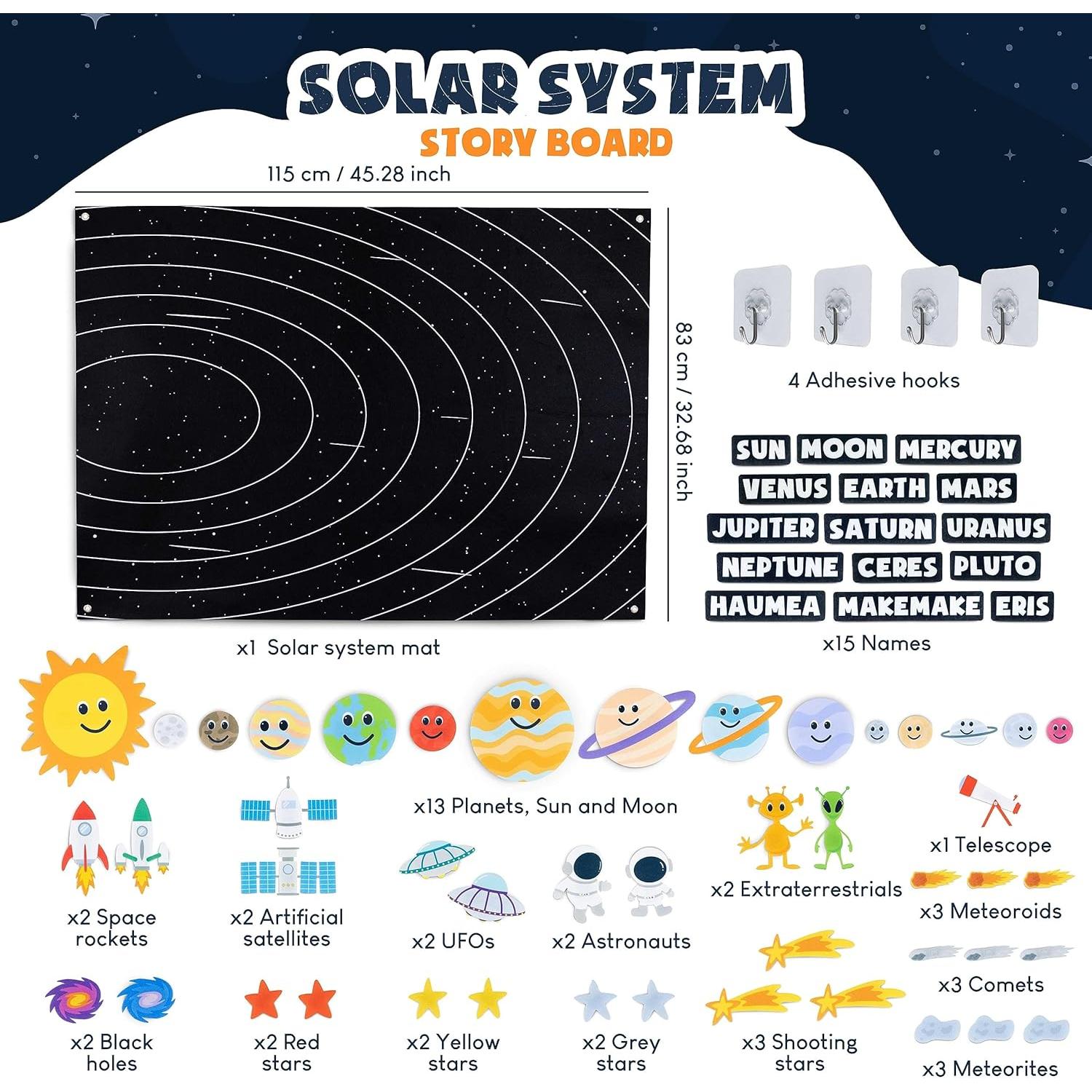 Sistema Solar para Niños BONNYCO con 61 Figuras de Fieltro