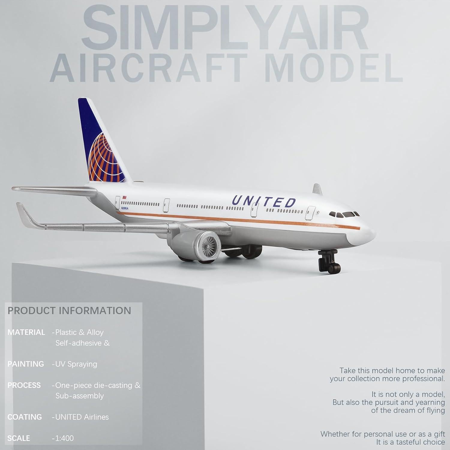 Modelo de avión SimplyAir United 14.2cm para colección