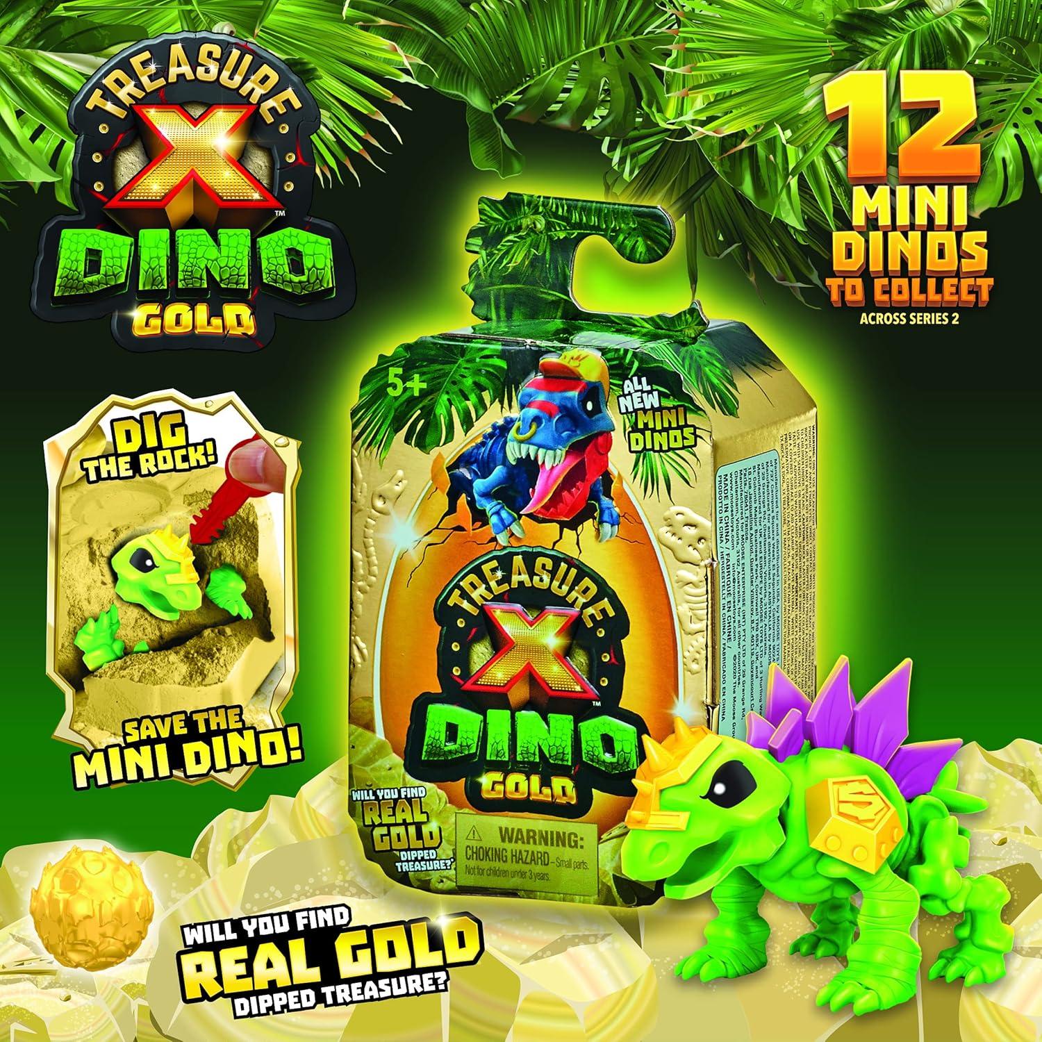 Juguete de Unboxing Tesoro X Dino Oro - 12 Mini Dinos Coleccionables